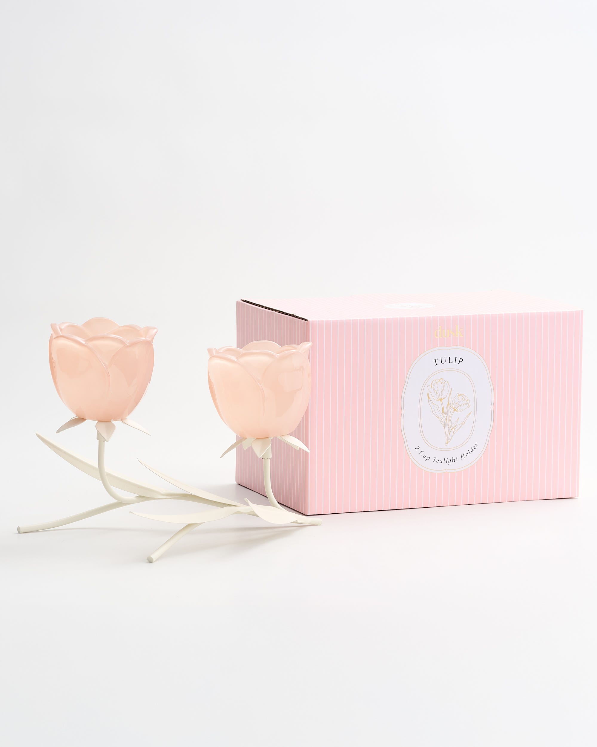 Tulip Low Tealight Holder 2 Cup Pink