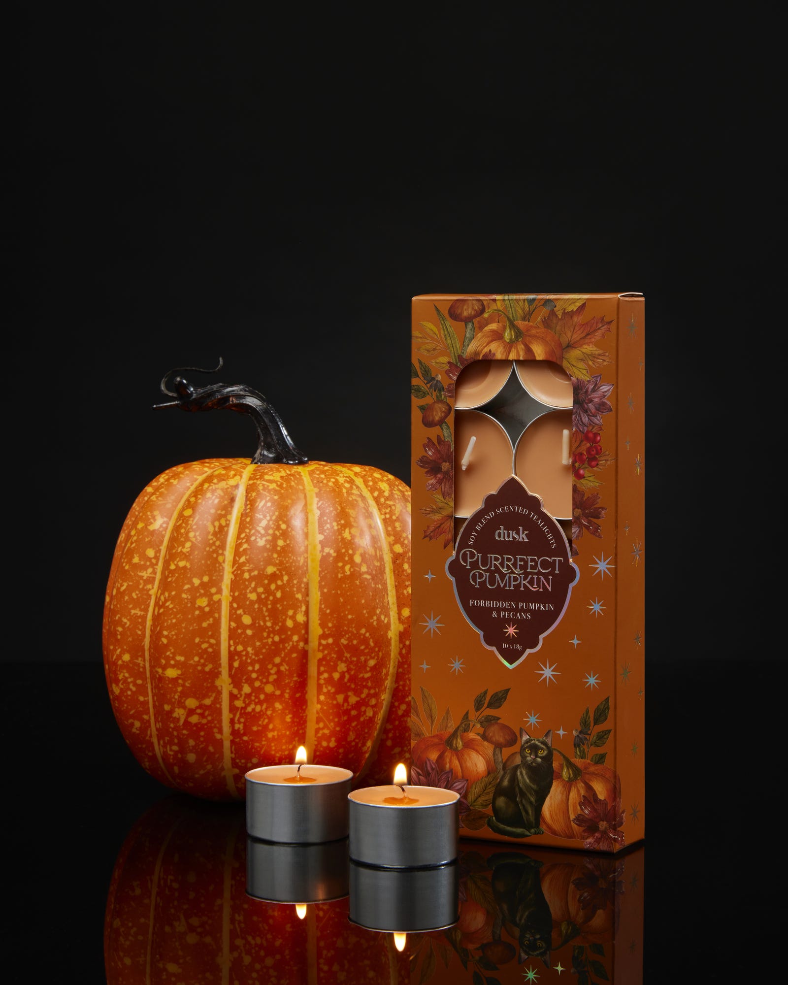 Purrfect Pumpkin Soy Blend Scented Tealights 10 x 18g