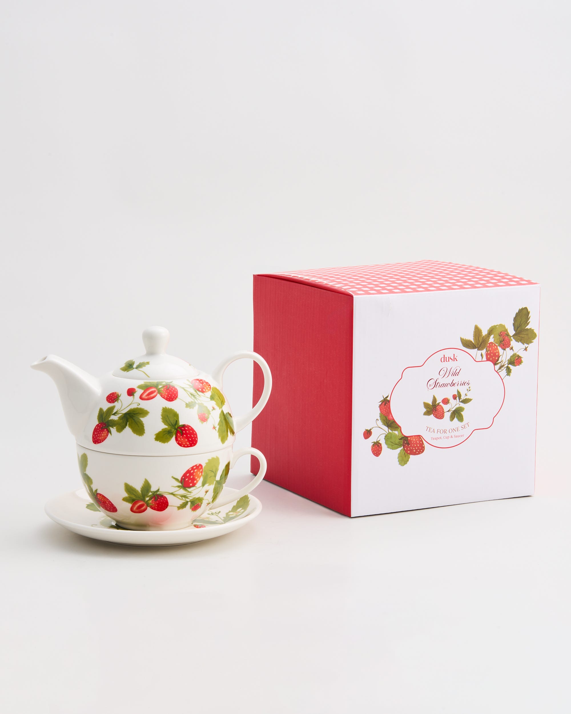 Wild Strawberries Tea for One Teacup and Teapot