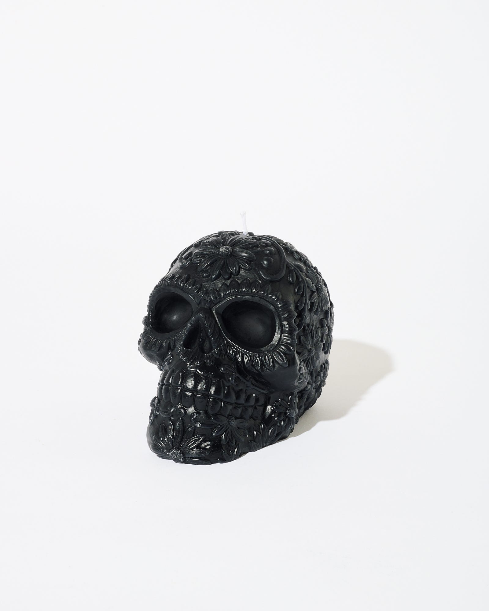 Flower Skull Unscented Candle Black 850g