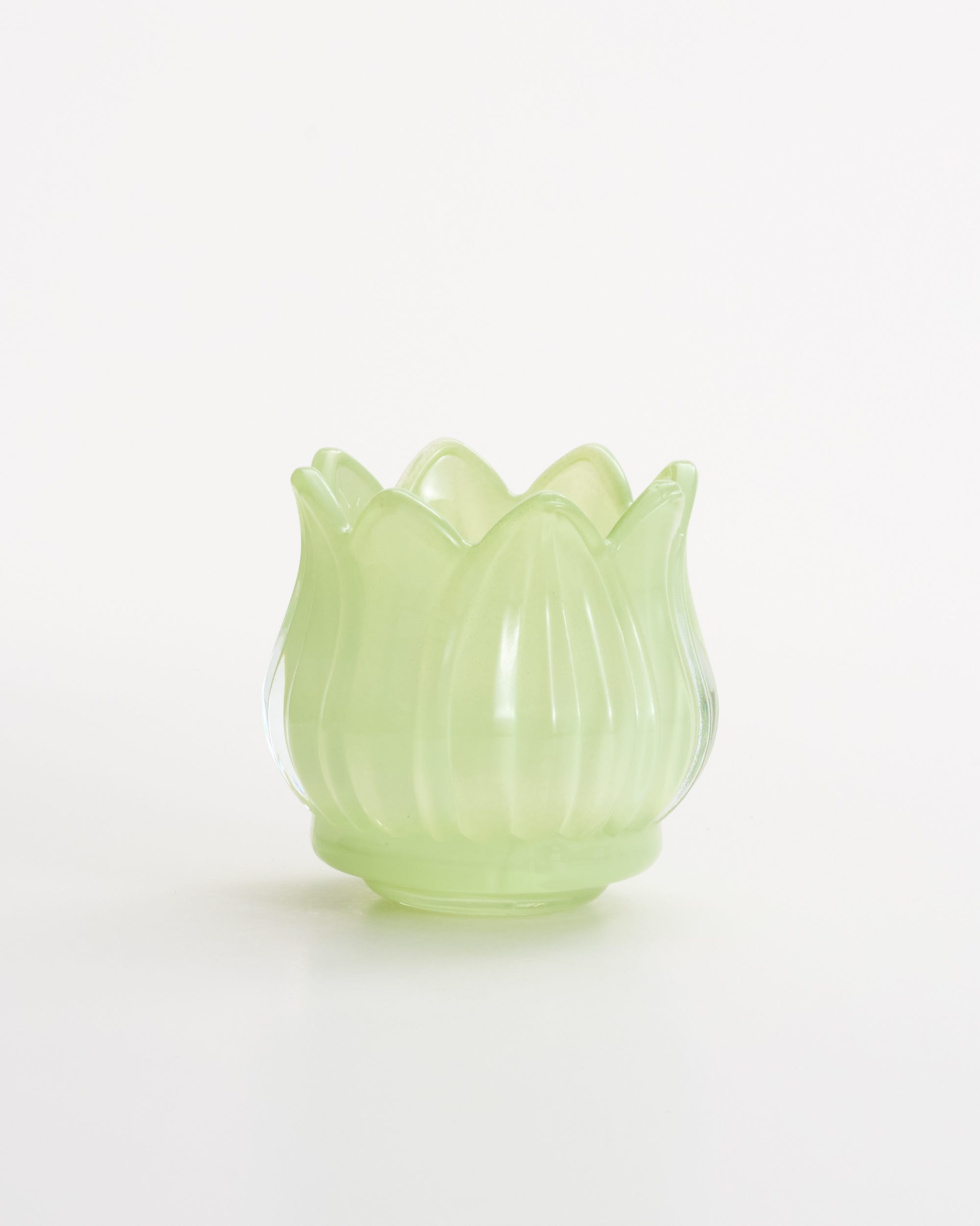 Petals Glass Tealight Holder Green