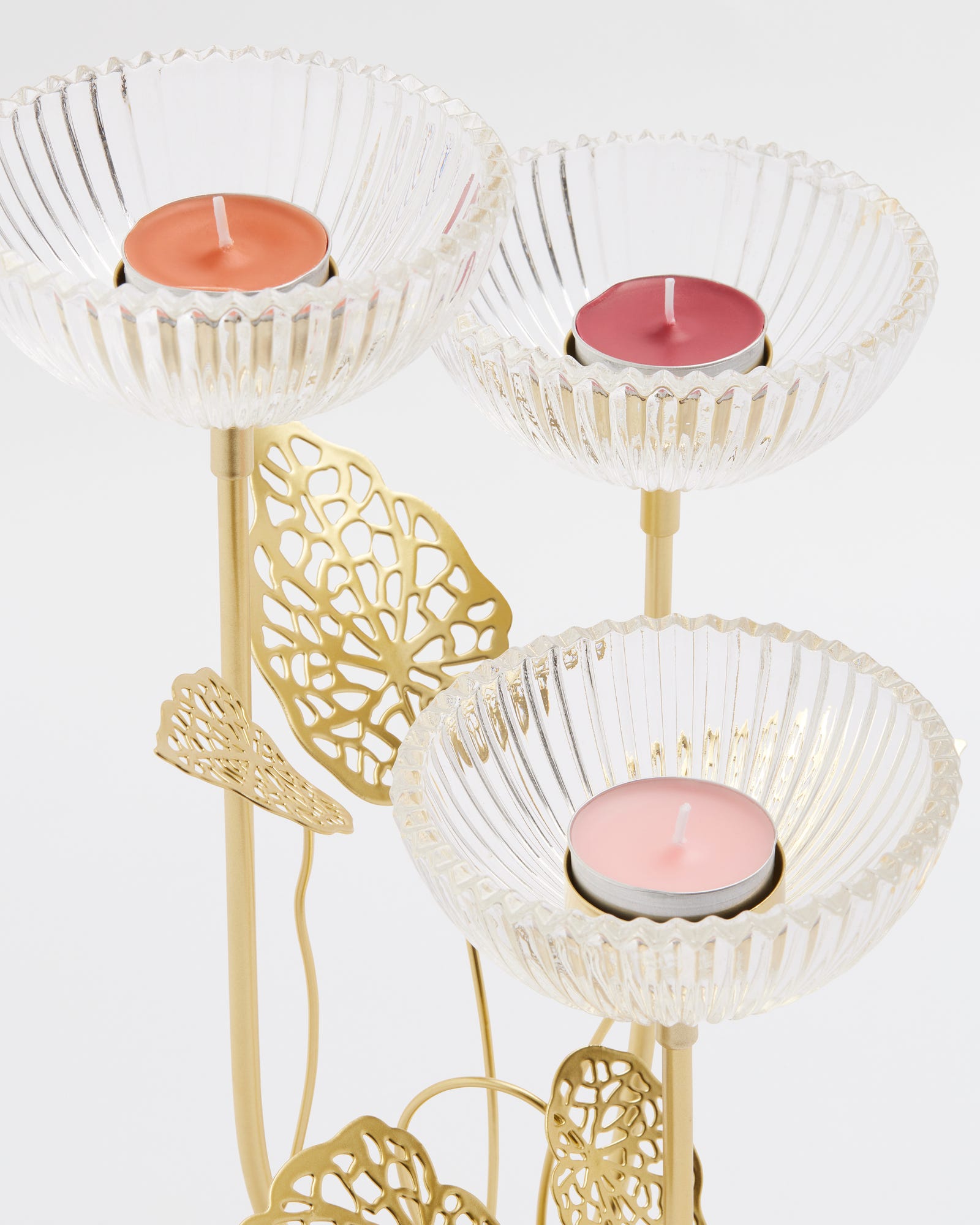 Ophelia Bloom Clear 3 Cup Tealight Holder