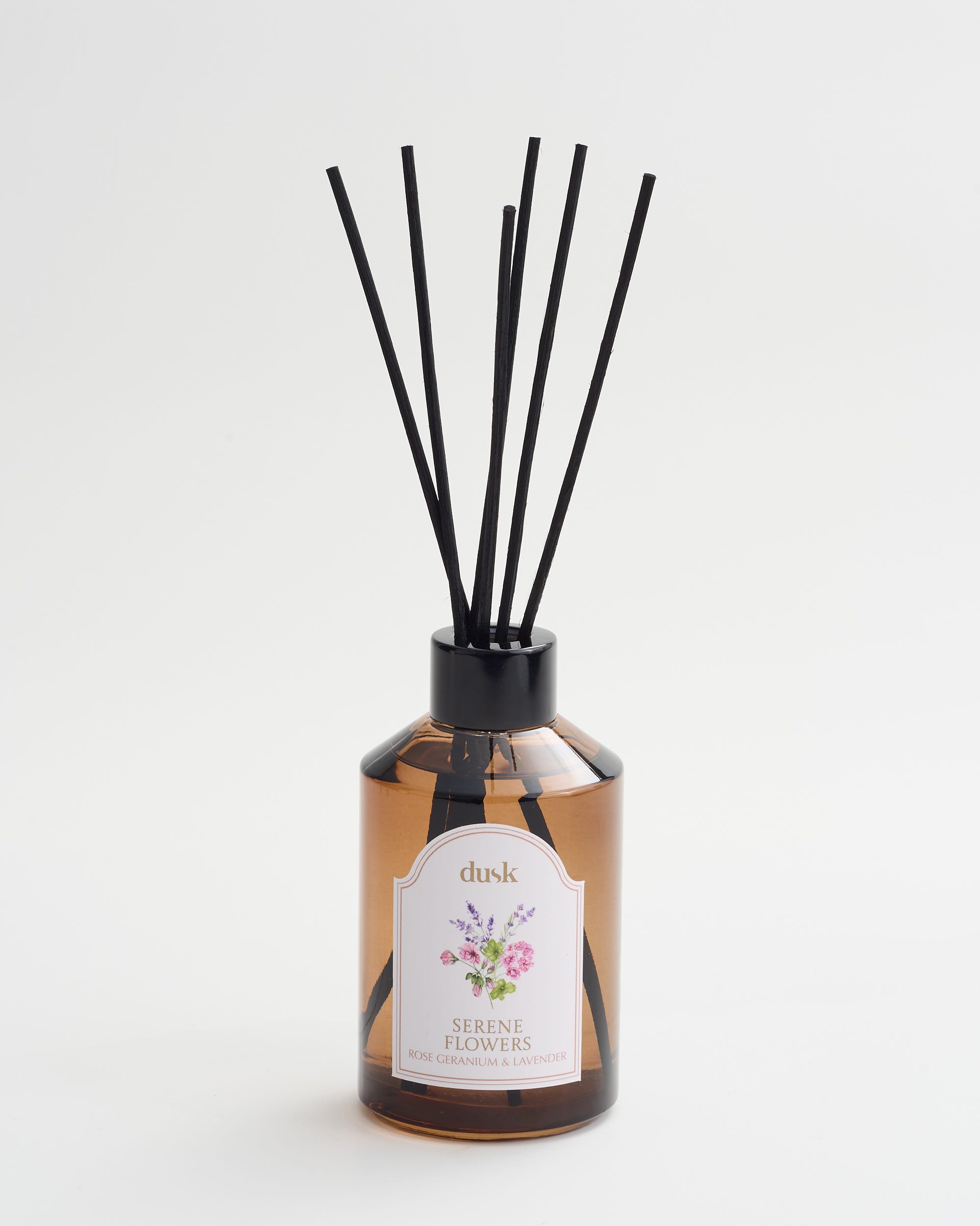 Serene Flowers Amber Glass Reed Diffuser 200mL