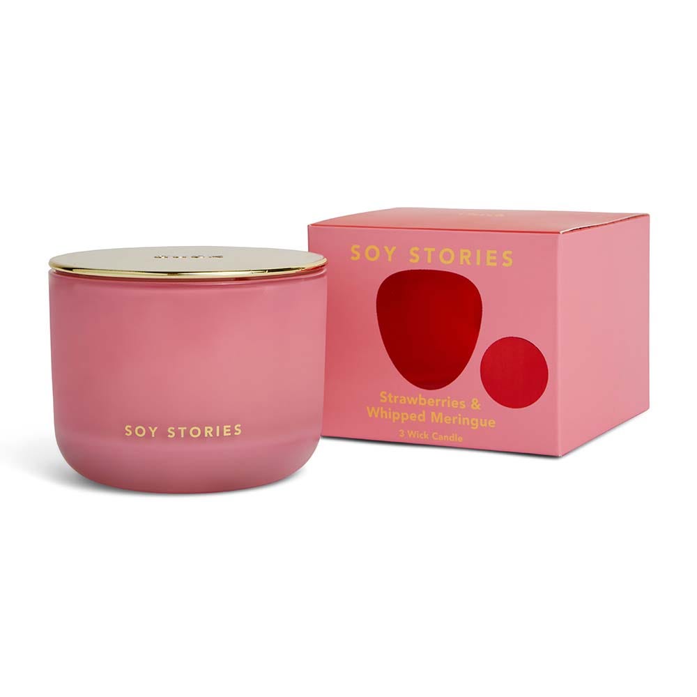 Strawberries & Whipped Meringue 3 Wick Soy Scented Candle