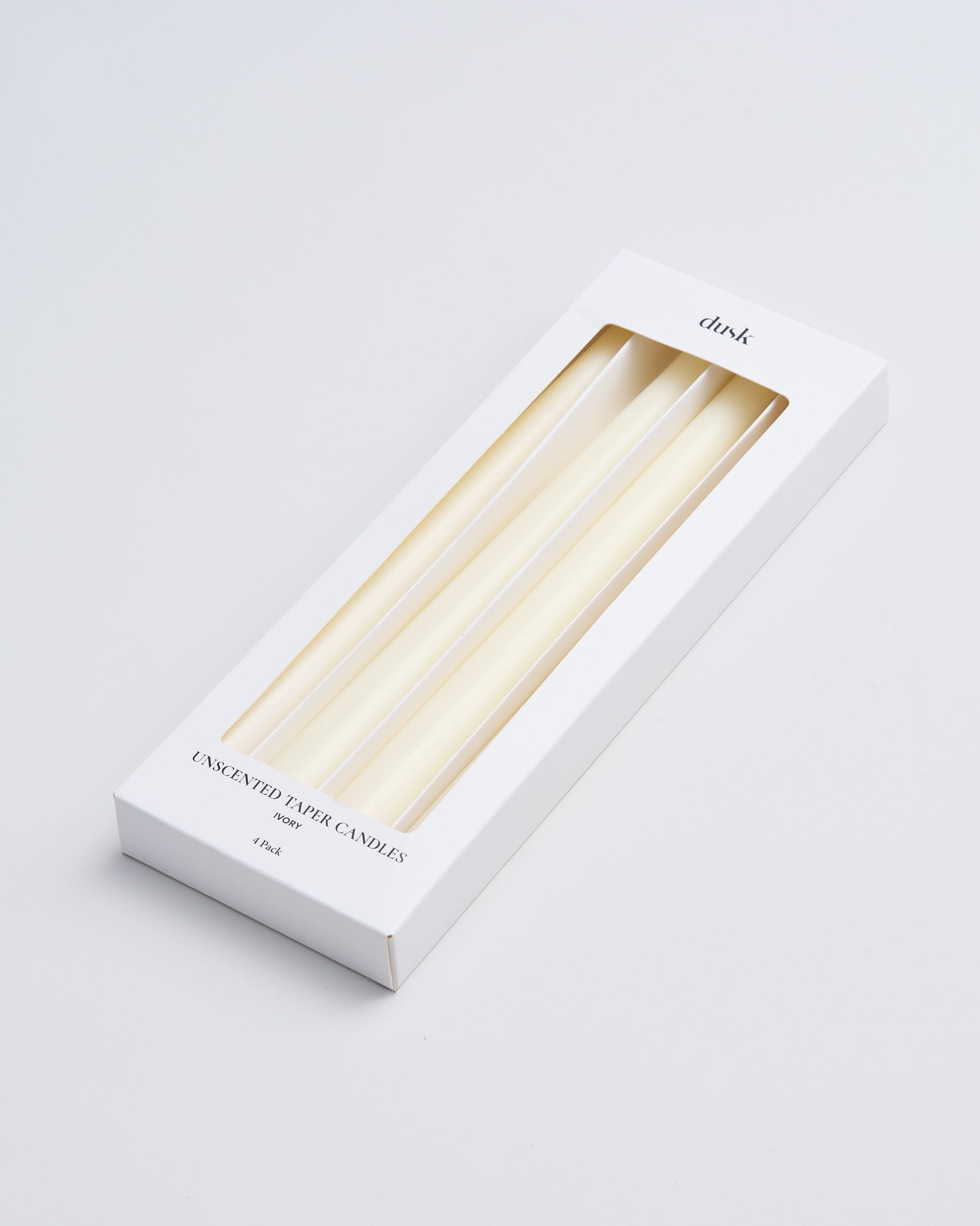 Unscented Taper Candles Ivory 4 Pack