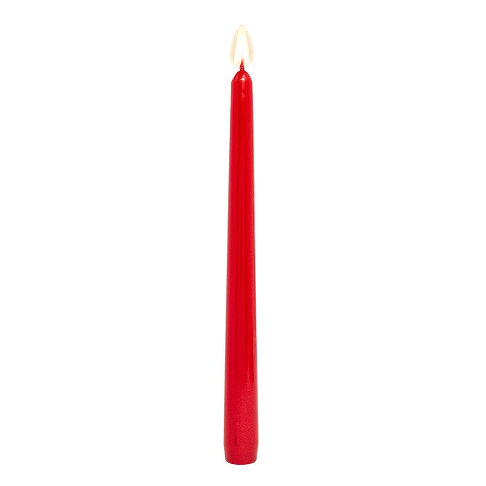 Red Metallic Unscented Taper Candle