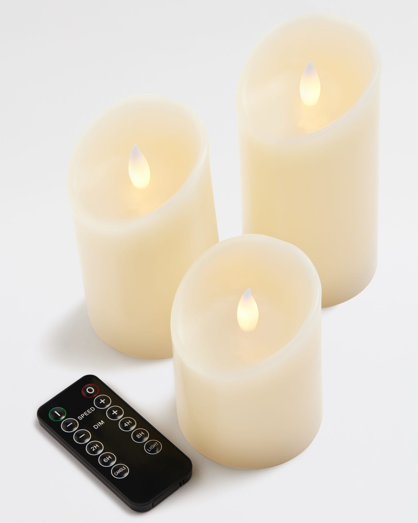 Premium Flickering Flameless Ivory Candles with Remote 3pk