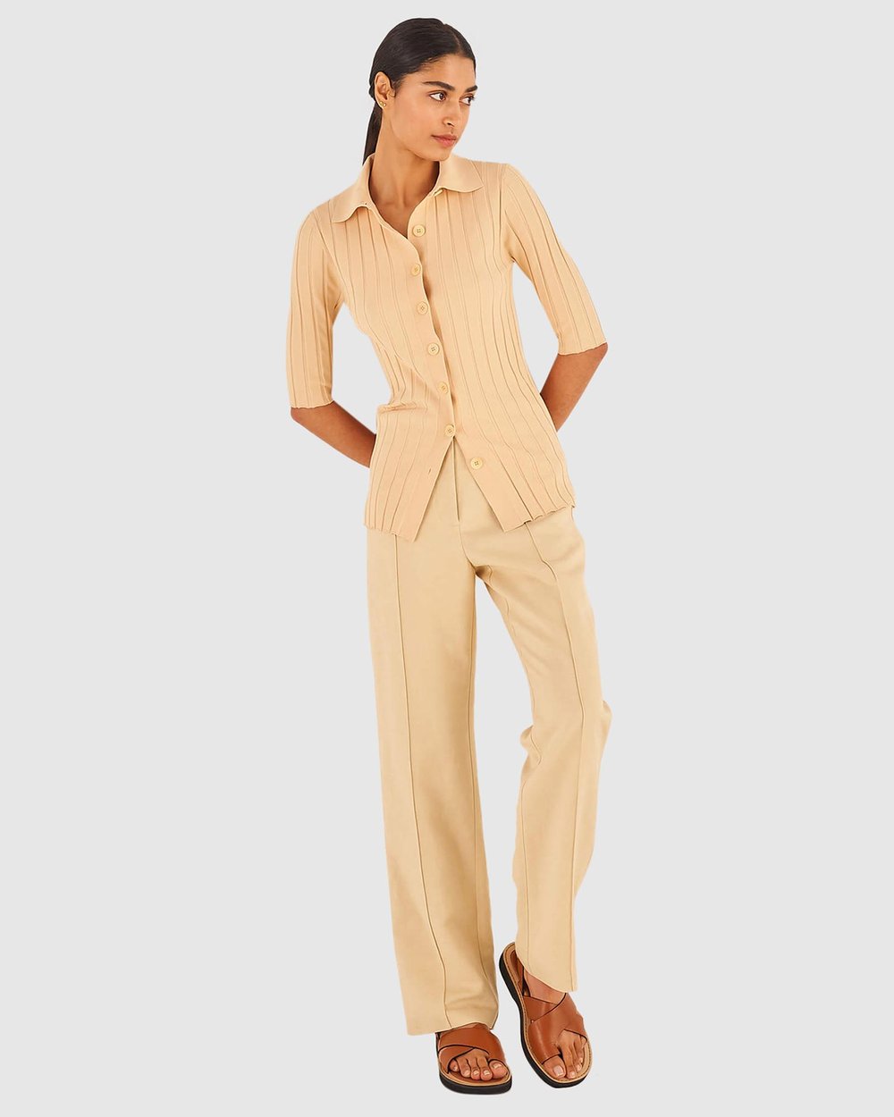 Half Sleeve Rib Cardi