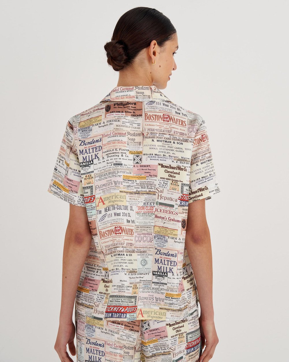 Short Sleeve Label Print Camp Shirt