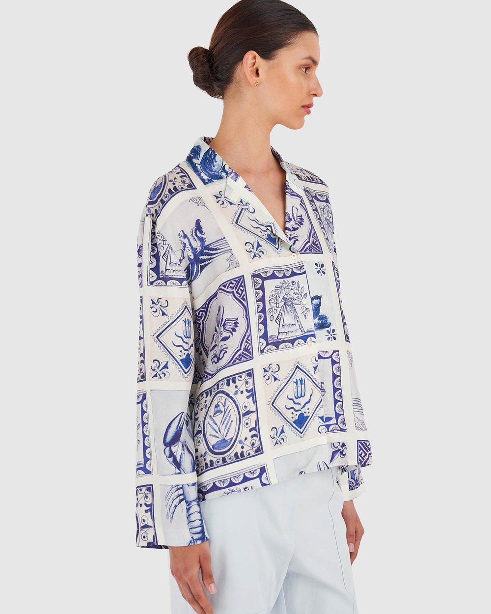 Tile Print Long Sleeve Shirt