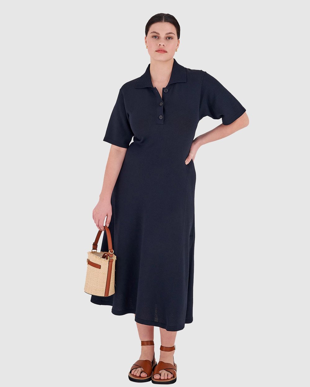 Mesh Stitch Polo Dress