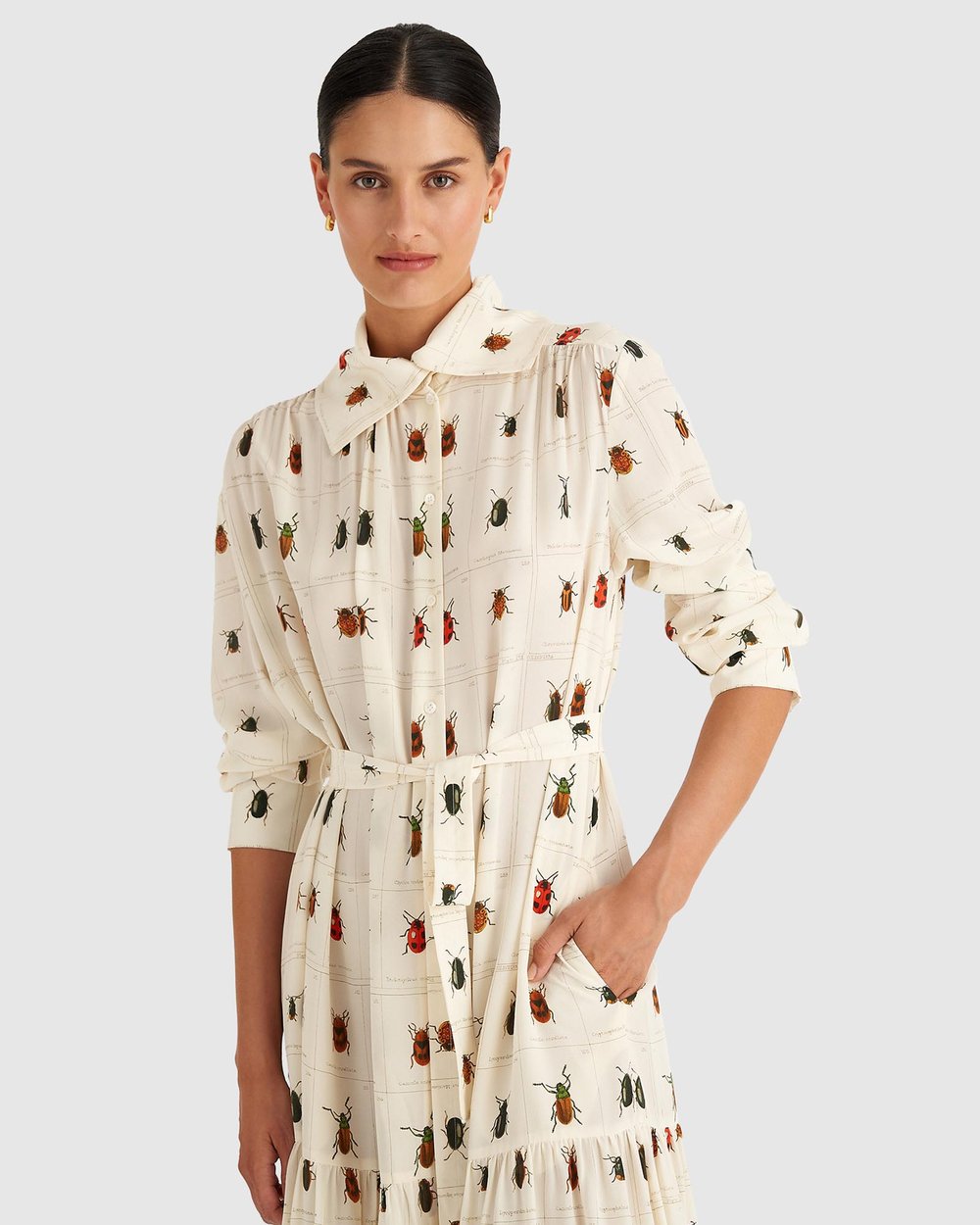 Beetle Print Silk Dress