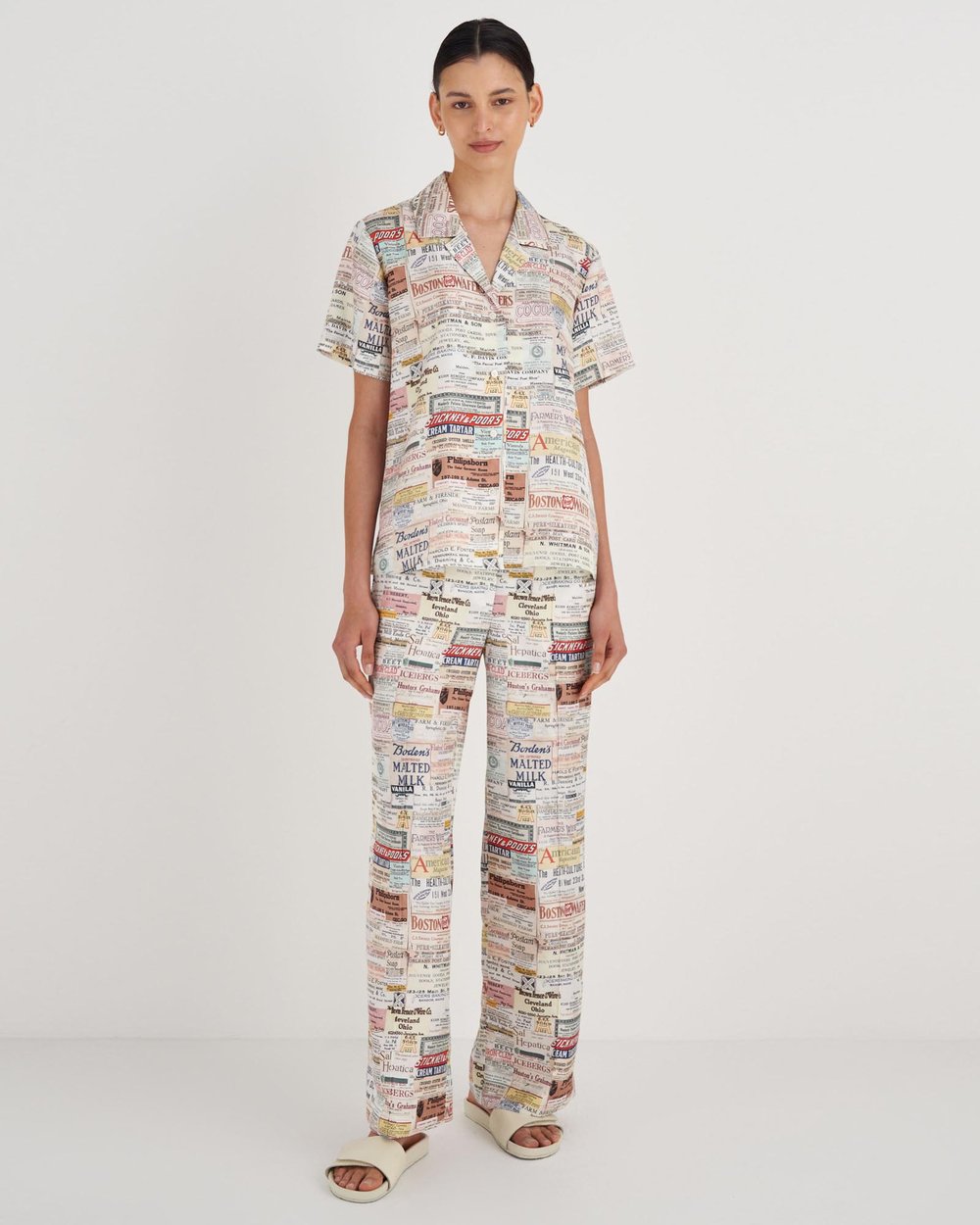 Short Sleeve Label Print Camp Shirt