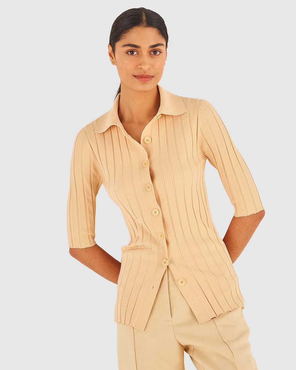 Half Sleeve Rib Cardi