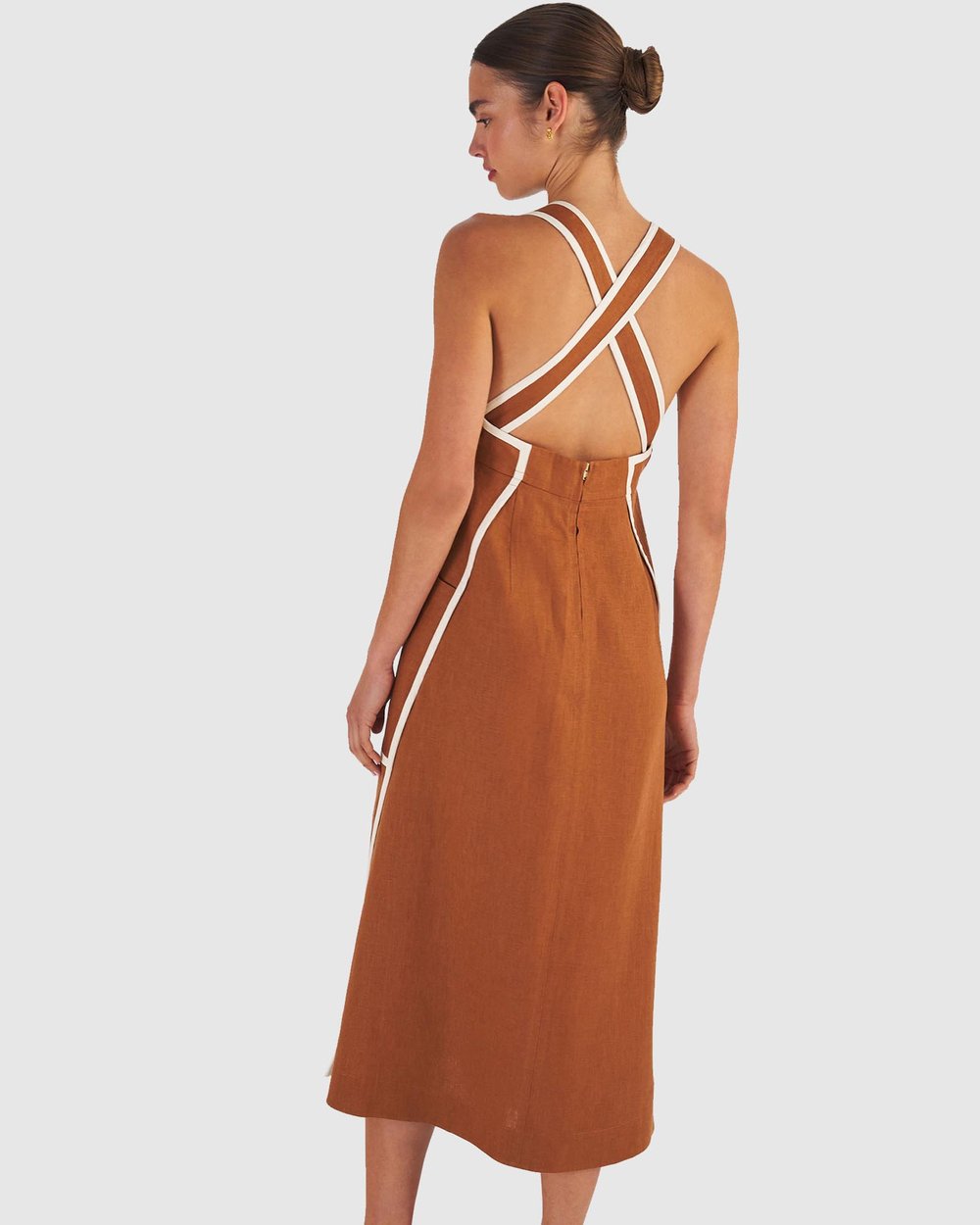 Contrast Bind Apron Dress