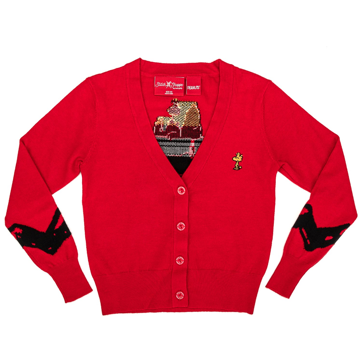 Peanuts Stitch Shoppe Snoopy Dog House  Alexa  Cropped Cardigan Sweater