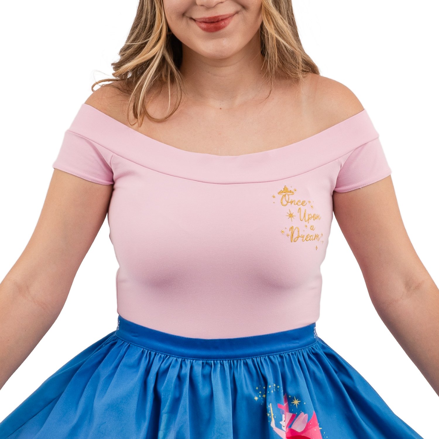 Disney Stitch Shoppe Sleeping Beauty Embroidered  Dizzy  Fashion Top