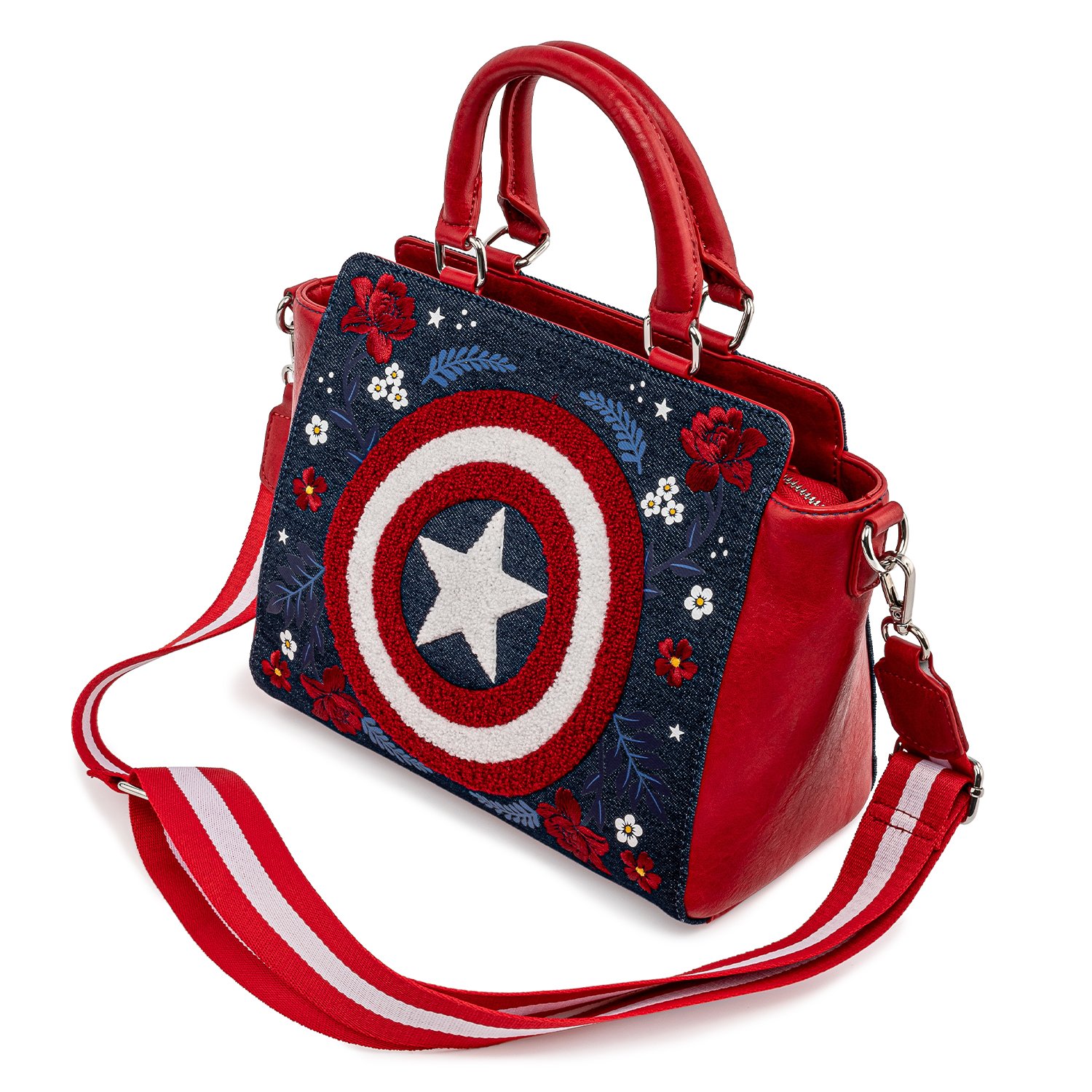 Marvel Captain America 80th Anniversary Floral Shield Crossbody Bag