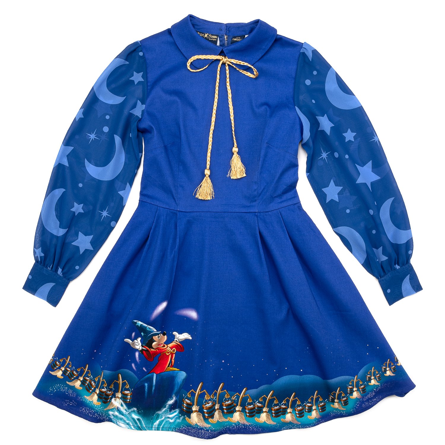 Disney Stitch Shoppe Fantasia Sorcerer's Apprentice  Claire  Long Sleeved Neck Tie Dress