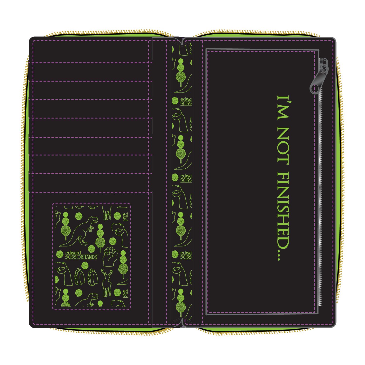 Edward Scissorhands Topiaries Zip Around Wallet