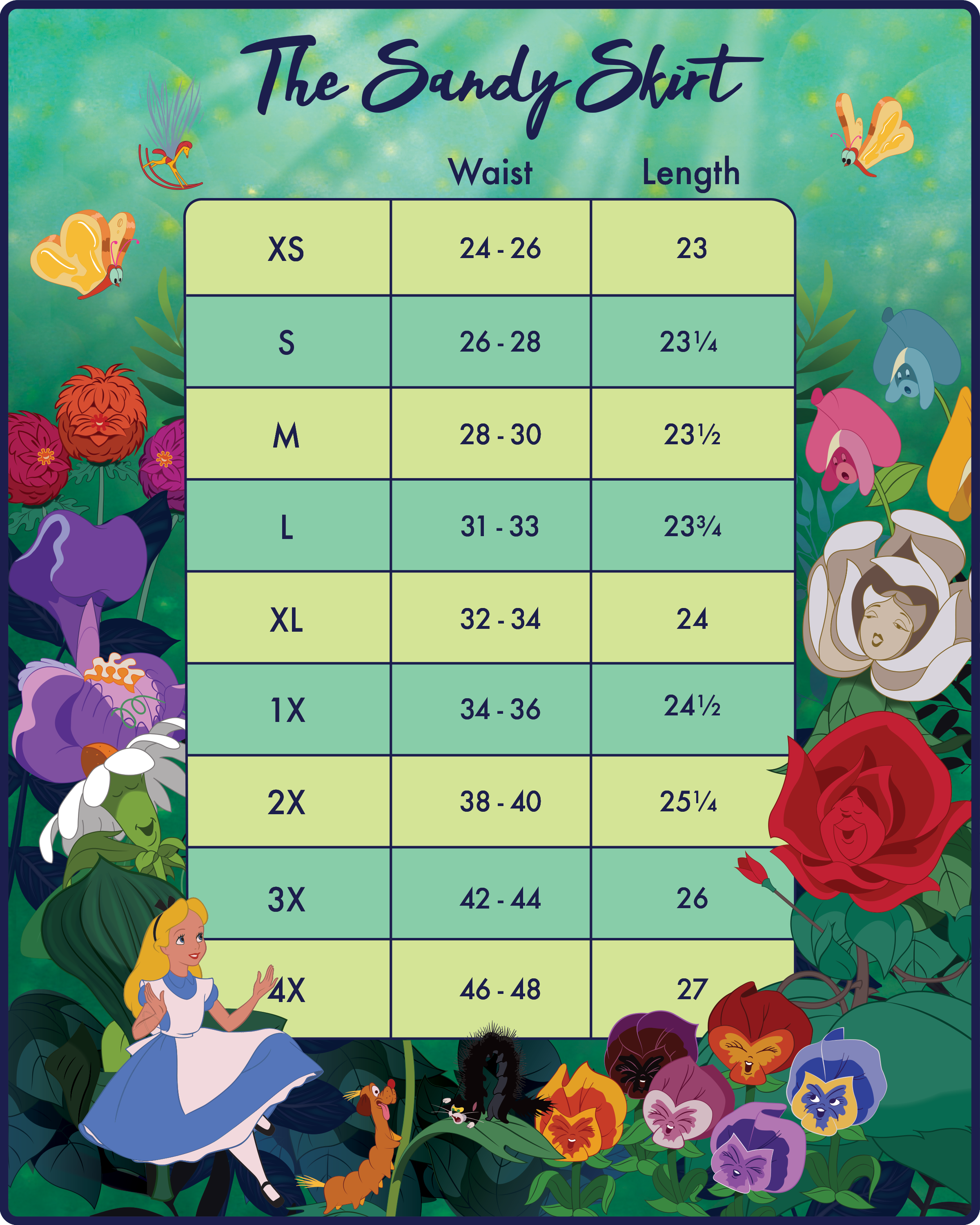 Disney Stitch Shoppe Alice in Wonderland  Sandy  Skirt