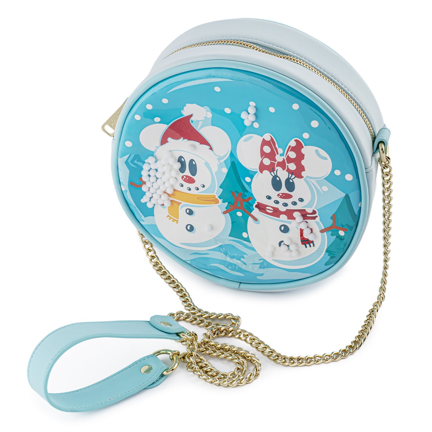 Disney Snowman Mickey and Minnie Mouse Snow Globe Crossbody Bag