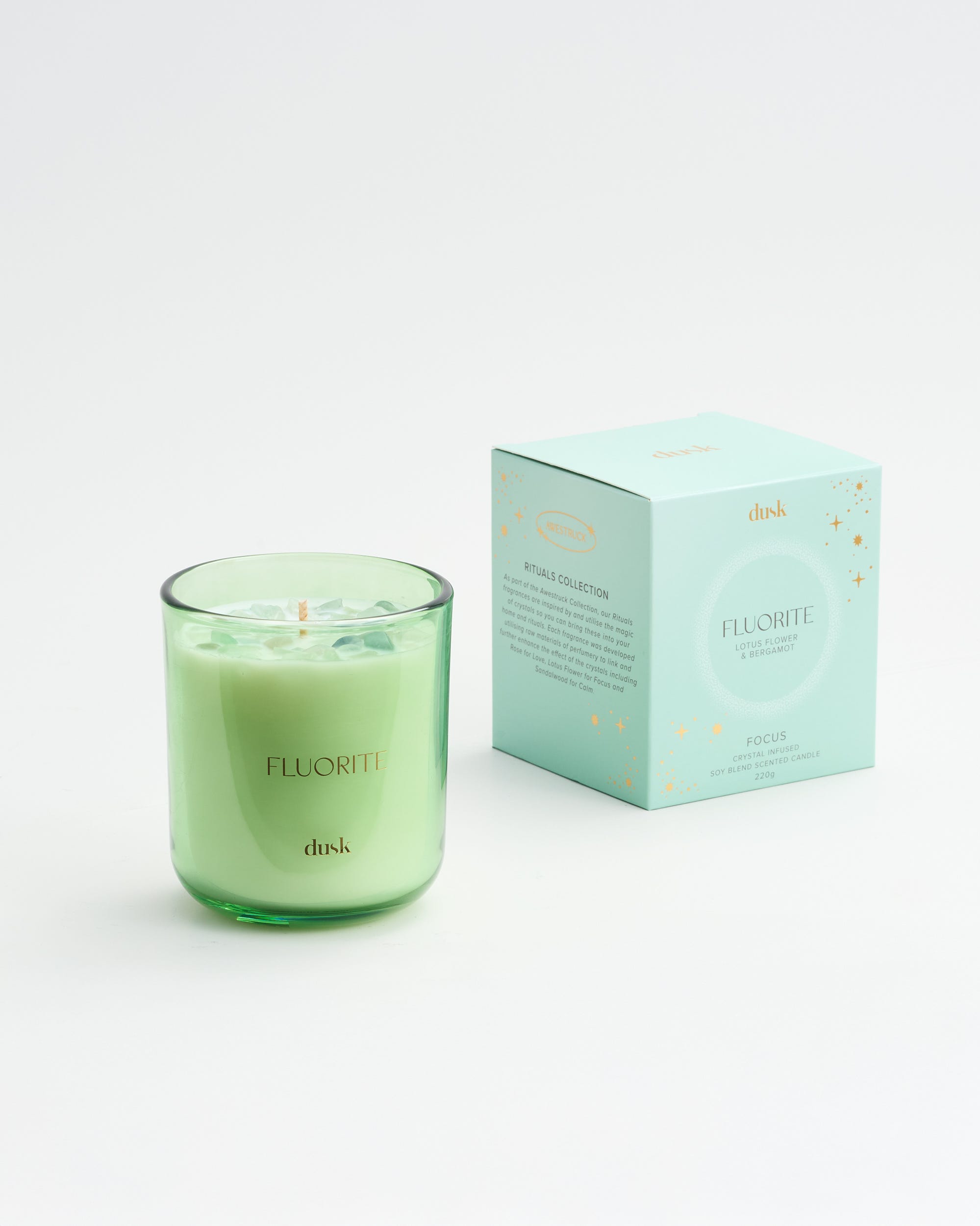 Fluorite Crystal Infused Soy Blend Scented Candle 220g