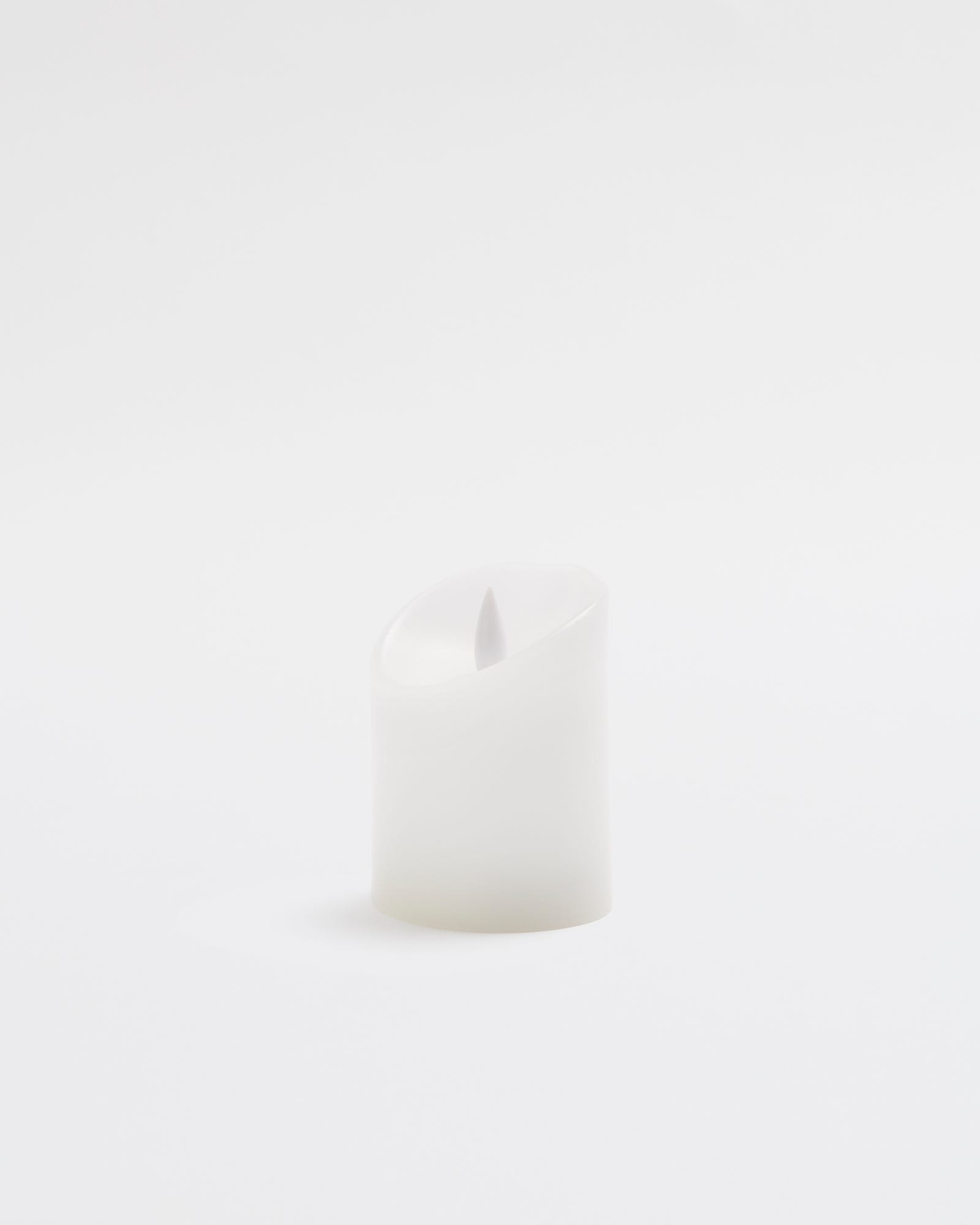 Premium Flickering Flameless Pillar Candle White Small