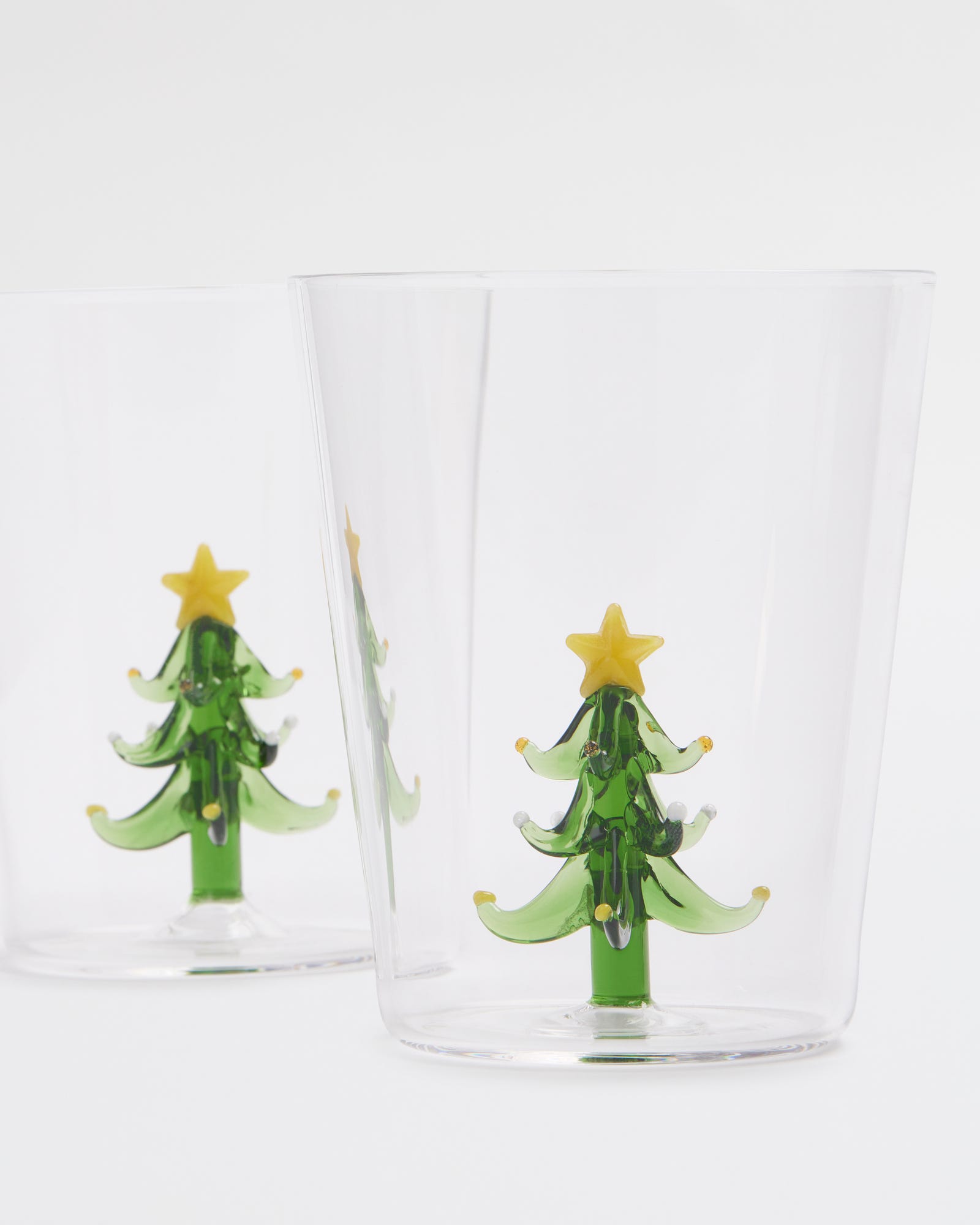 Christmas Tree Glass Goblets Set of 2