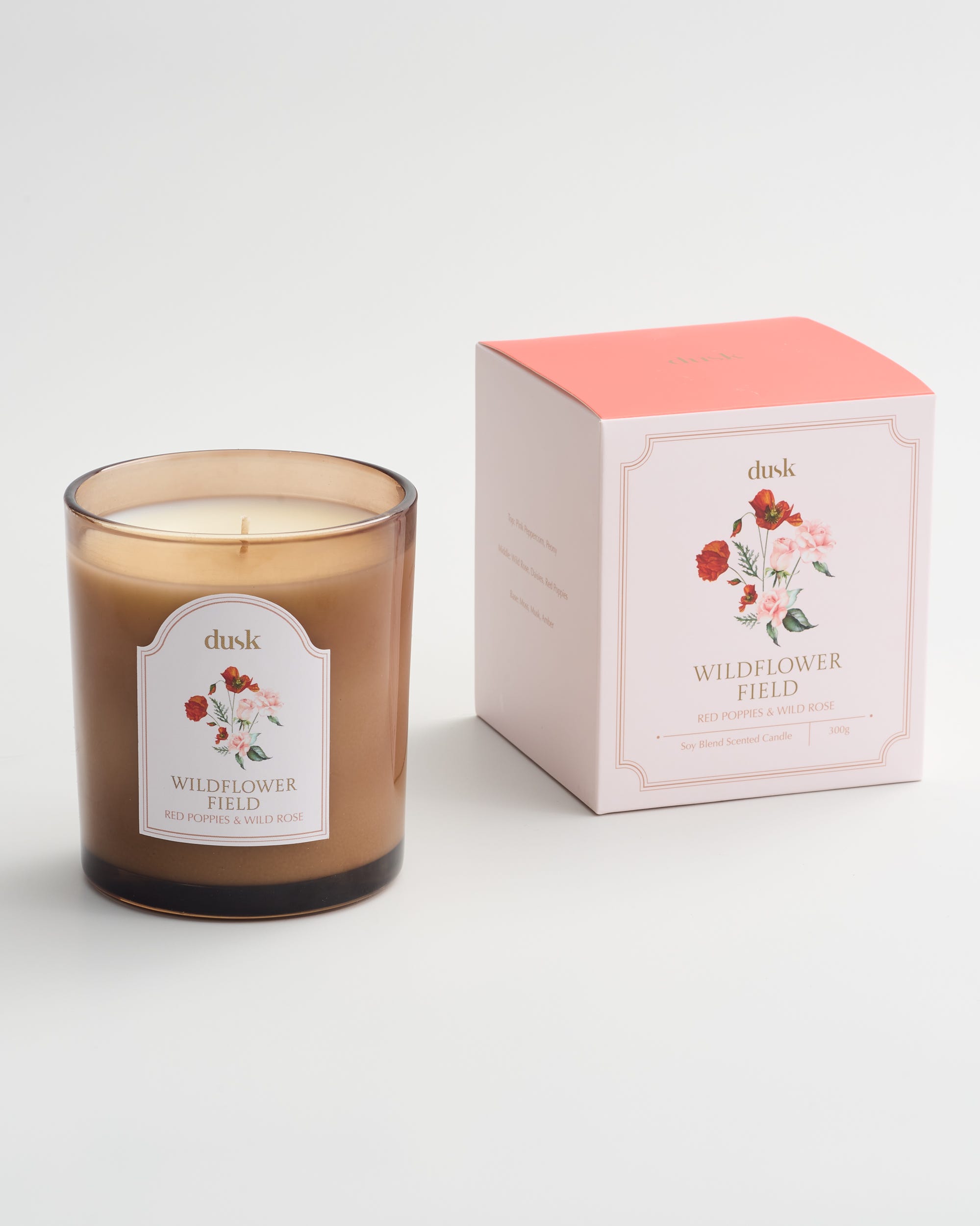 Wildflower Field Amber Glass Candle 300g