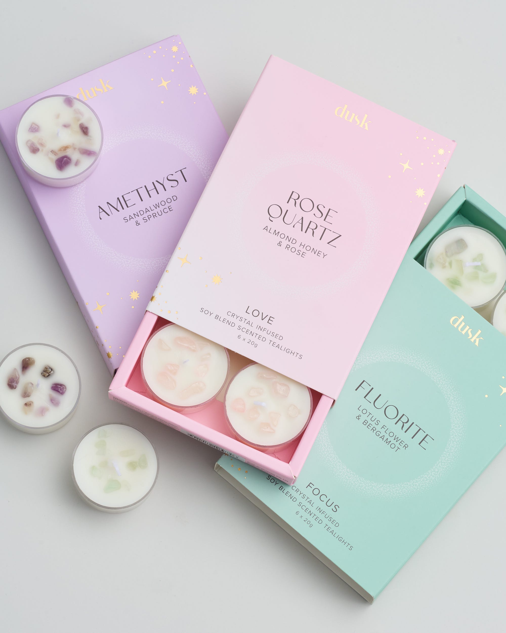 Fluorite Crystal Infused Soy Blend Scented Tealights 6 X 20G