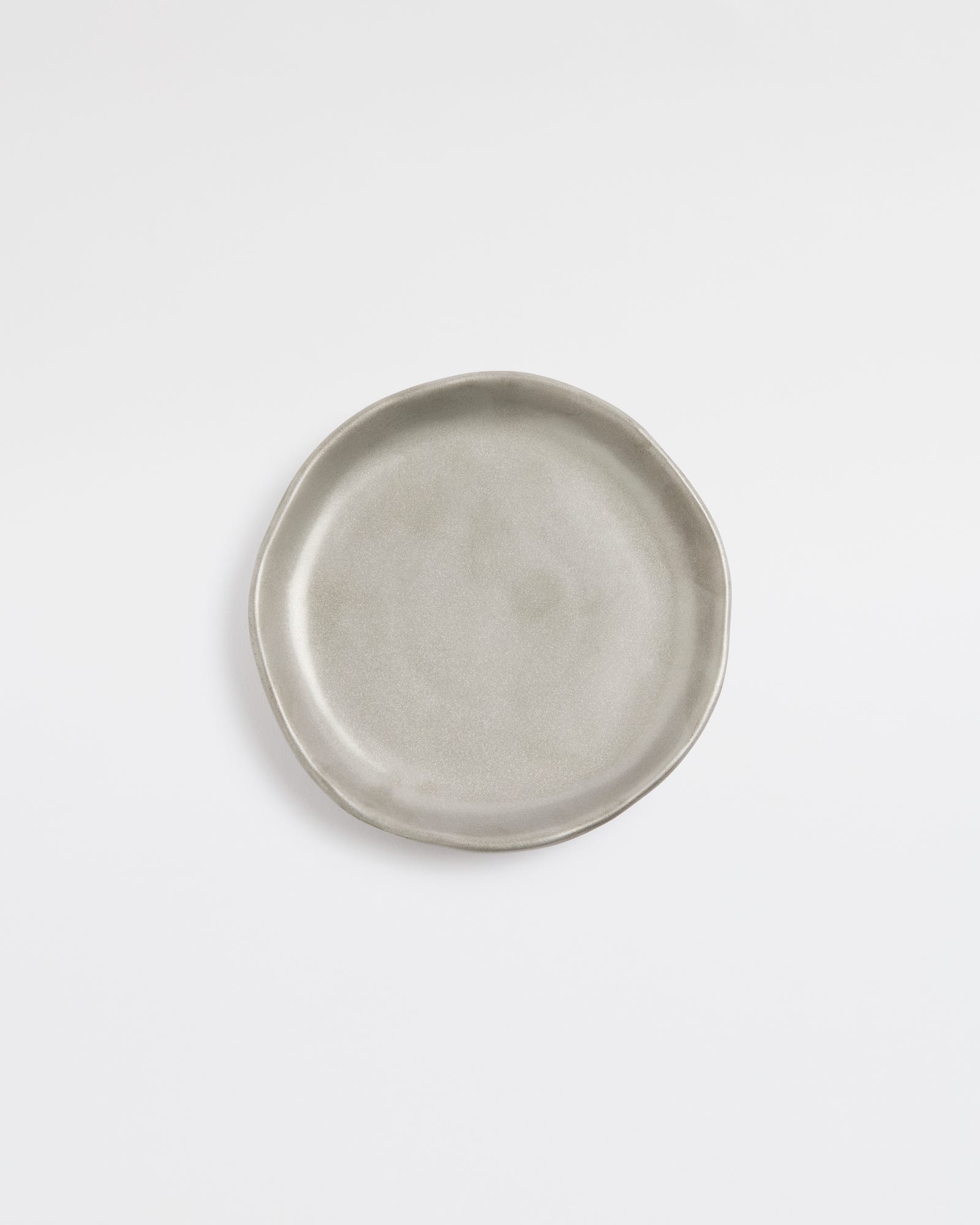Medium Silver Ceramic Candle Plate