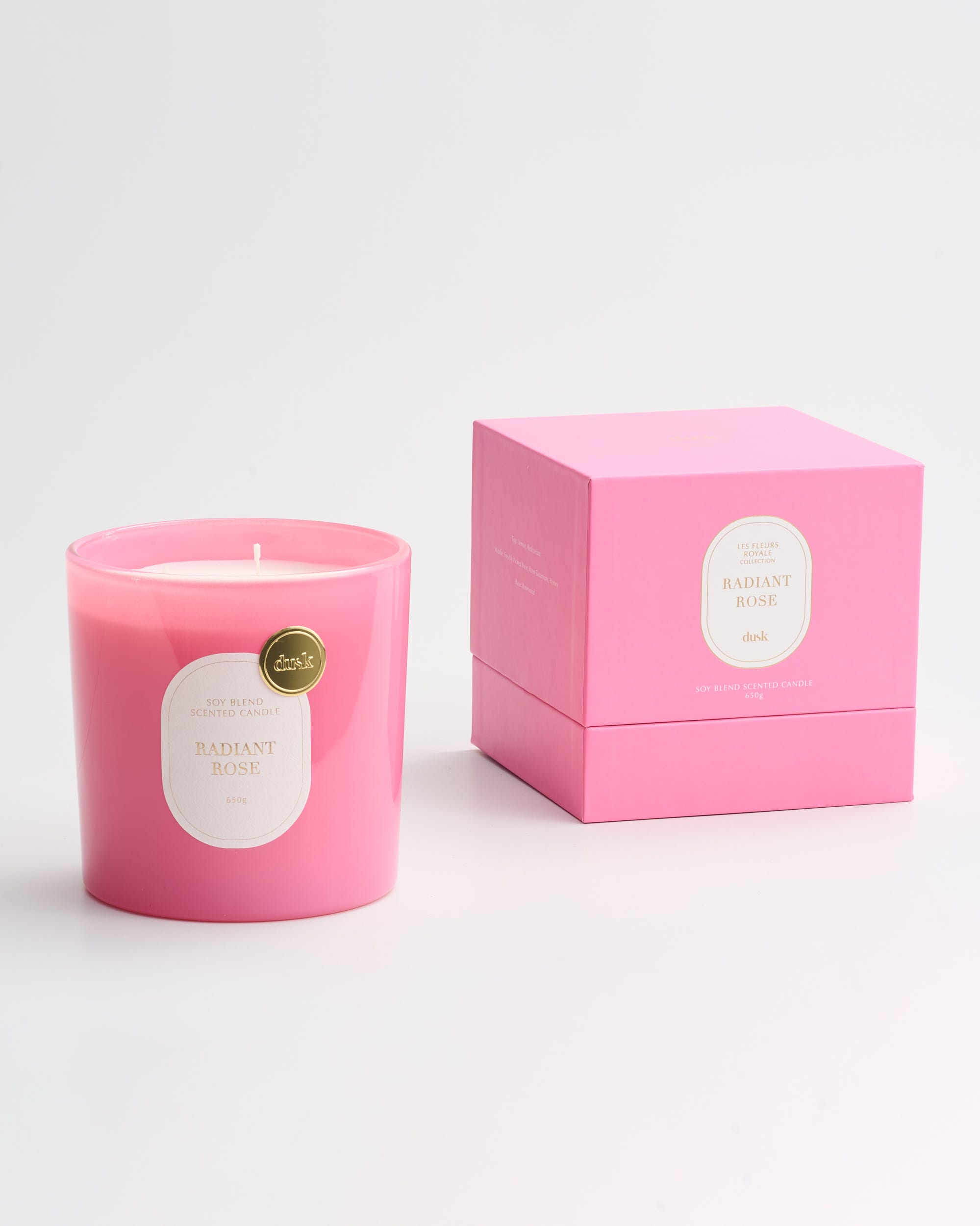 Radiant Rose Glass Candle 650g