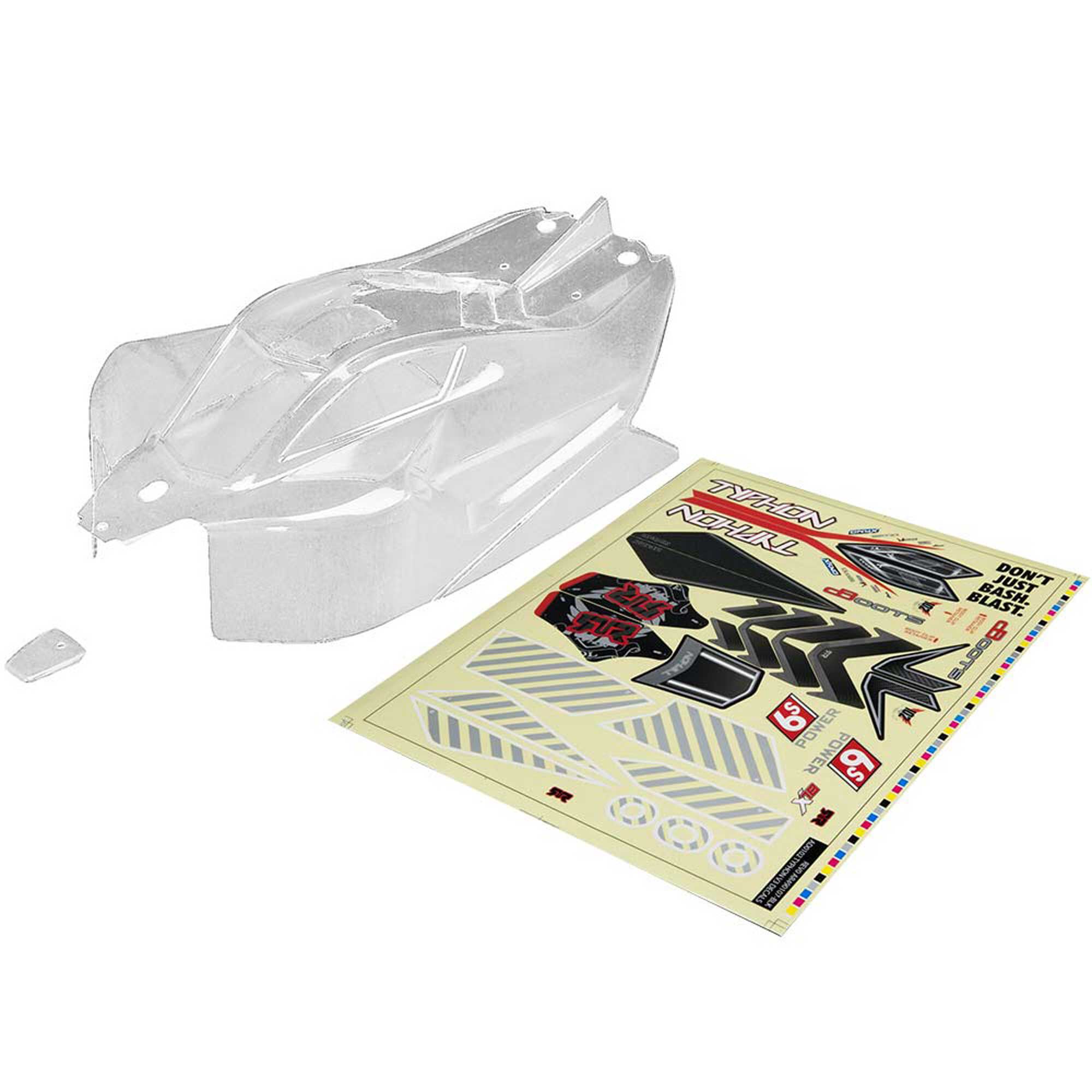 ARRMA 1/8 Body with Decals, Clear : TYPHON 6S BLX