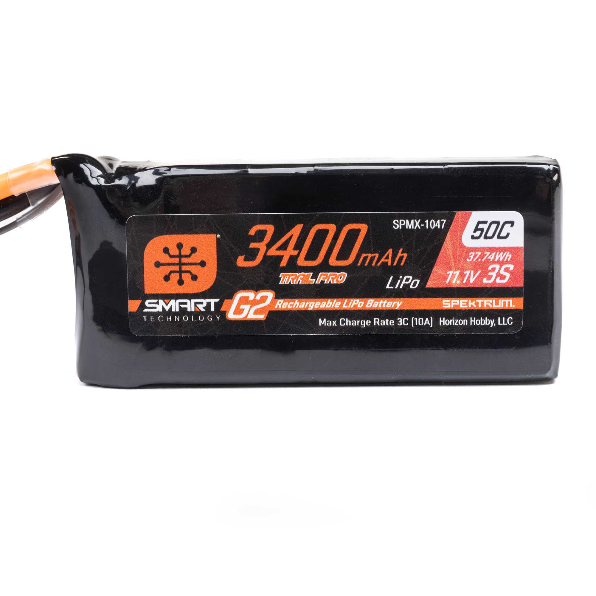 Spektrum Accessories 11.1V 3400mAh 3S 50C Smart G2 Trail Pro LiPo Battery: IC3