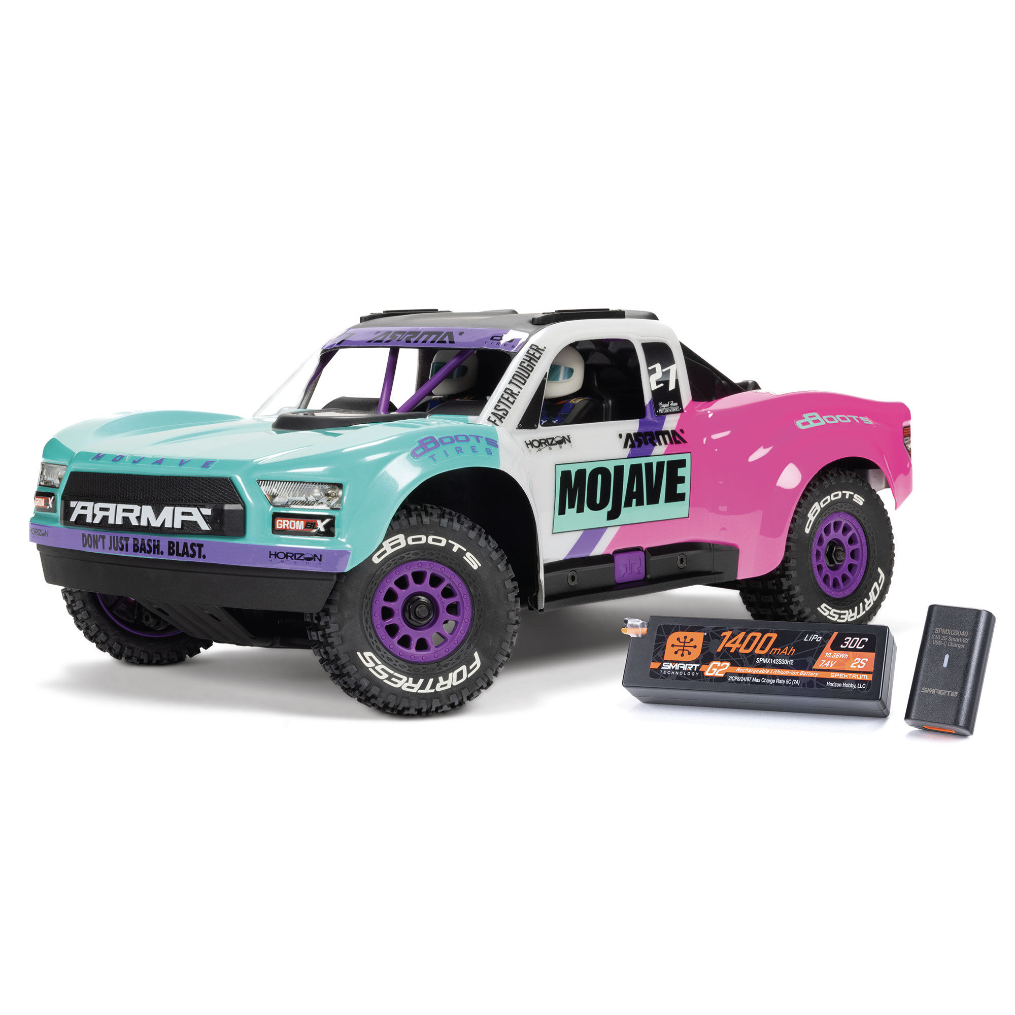 ARRMA 1/16 MOJAVE GROM 223S DSC 4X4 RTR Brushless Desert Truck, Teal (Battery & Charger Included)