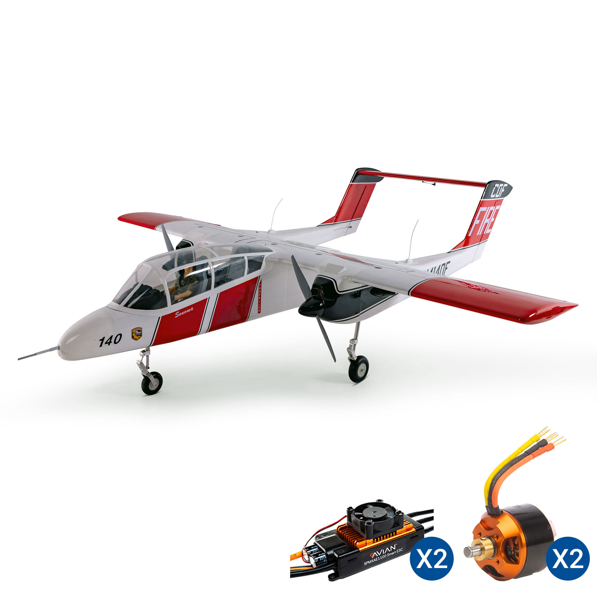 Hangar 9 OV-10 Bronco 20cc ARF with Landing Gear Set, Spektrum Avian Motors and ESCs Combo