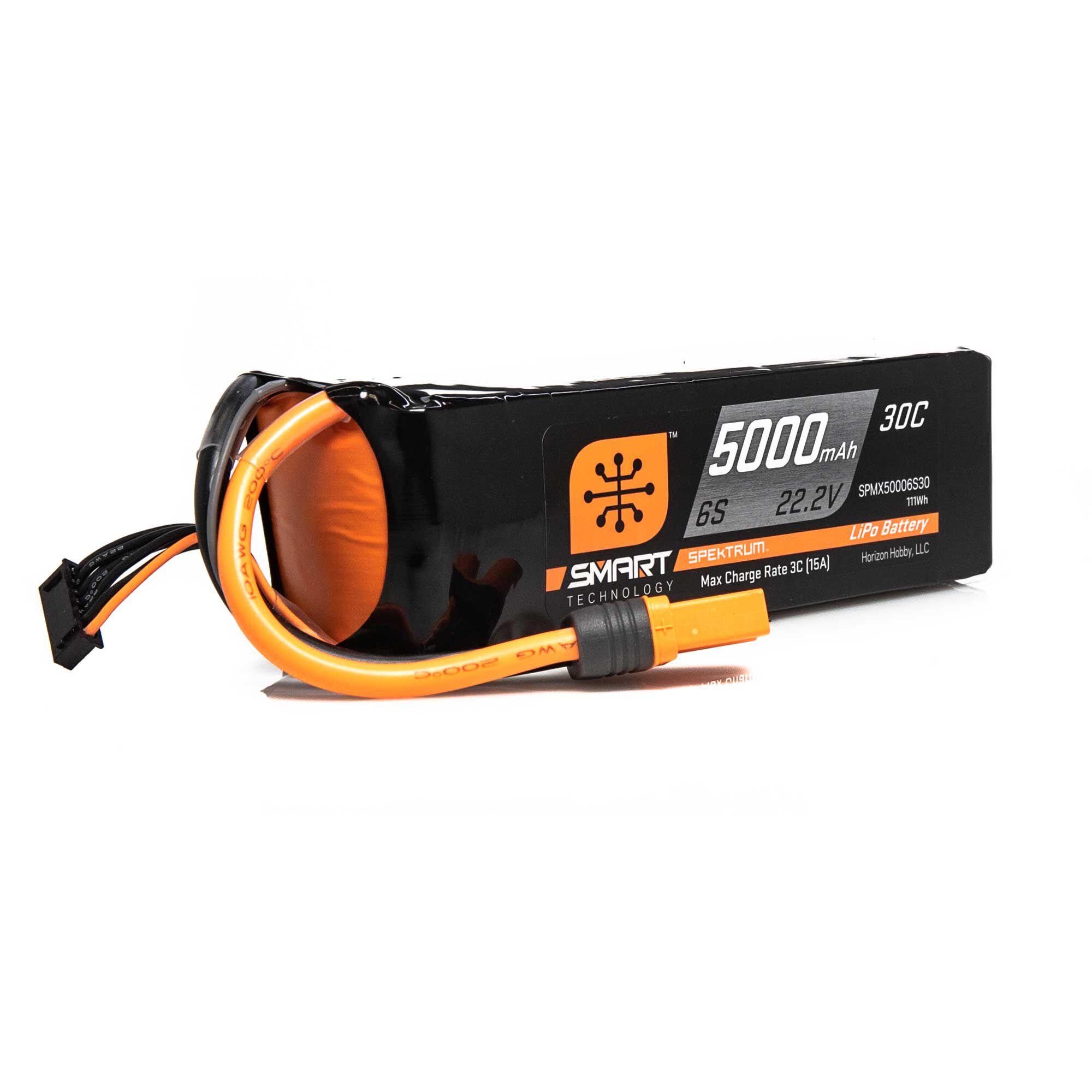 Spektrum Accessories 22.2V 5000mAh 6S 30C Smart LiPo Battery: IC5