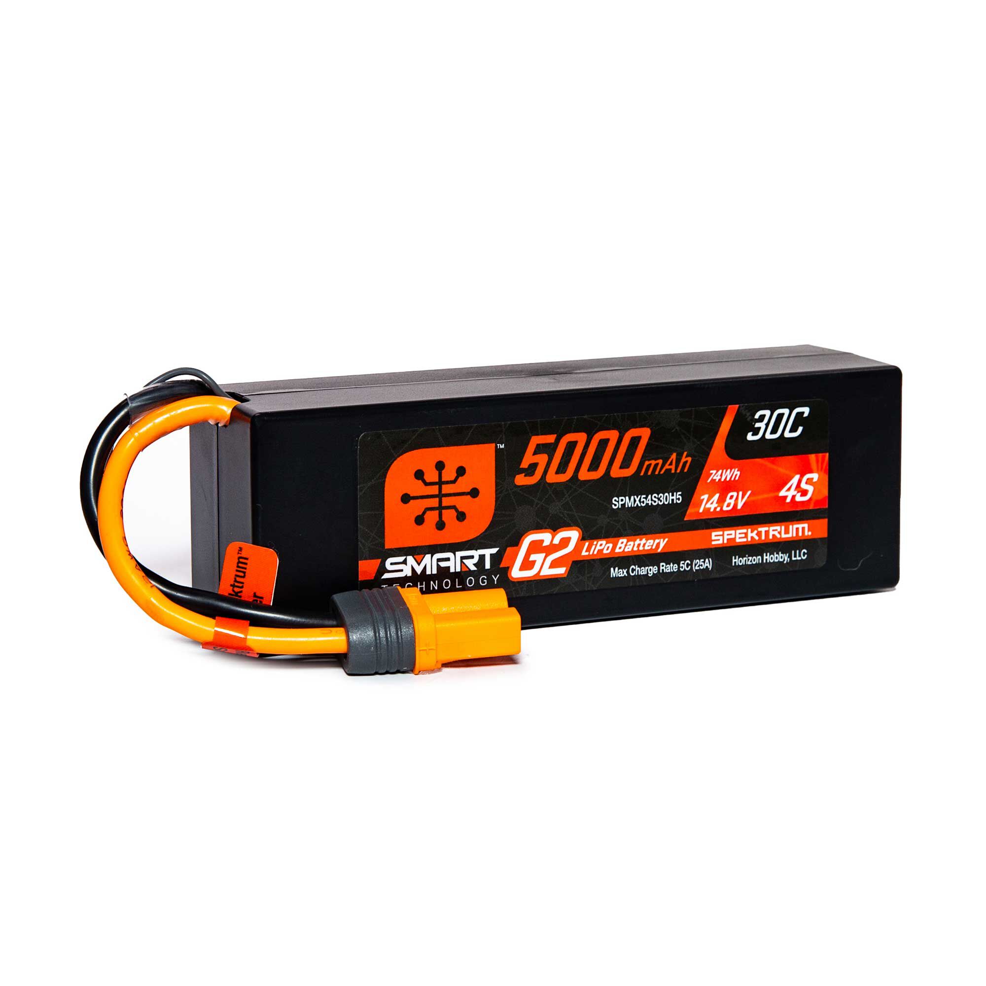 Spektrum Accessories 14.8V 5000mAh 4S 30C Smart G2 Hardcase LiPo Battery: IC5