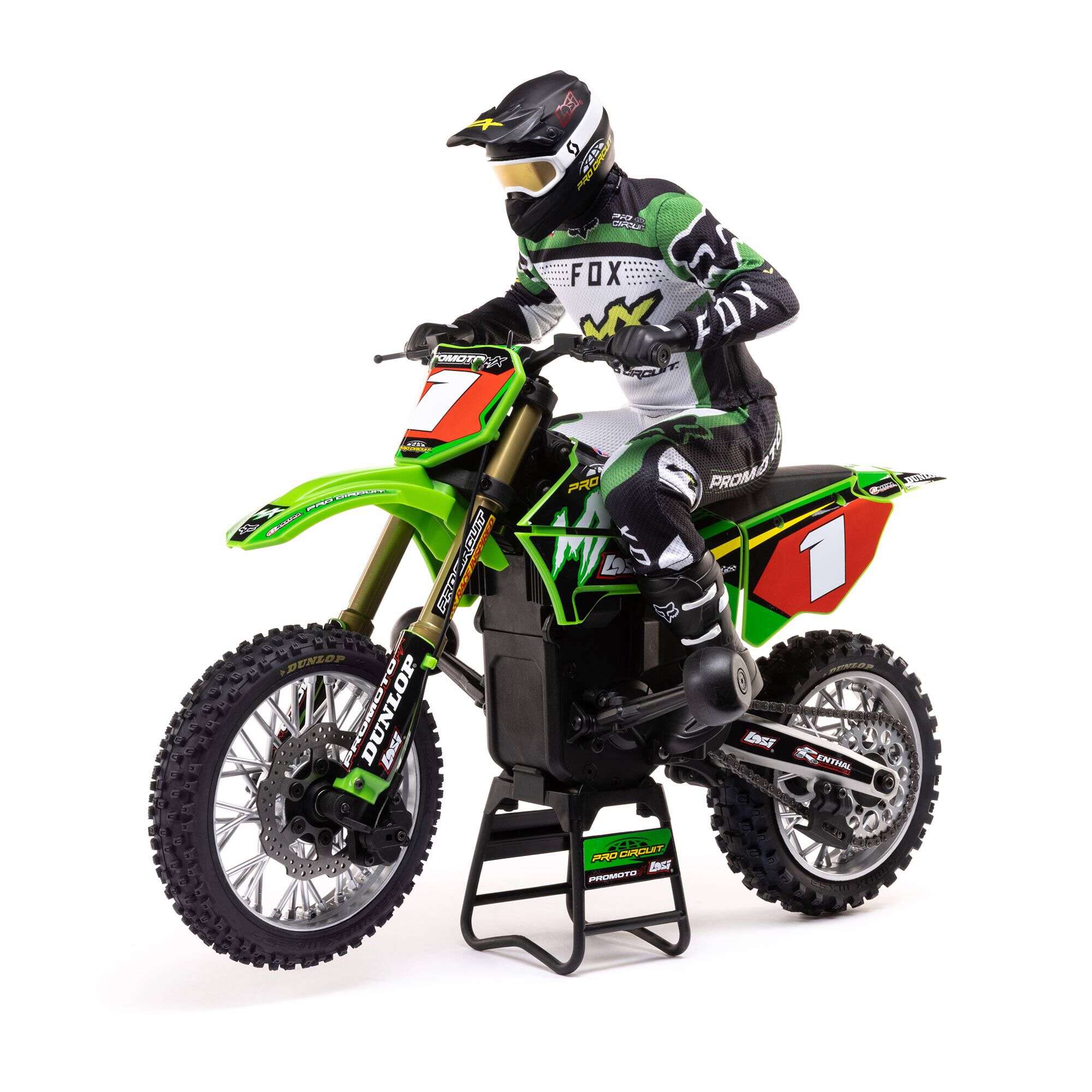 Losi 1/4 Promoto-MX Pro Circuit 2S RTR Brushless Motorcycle (Battery and Charger Included), Green