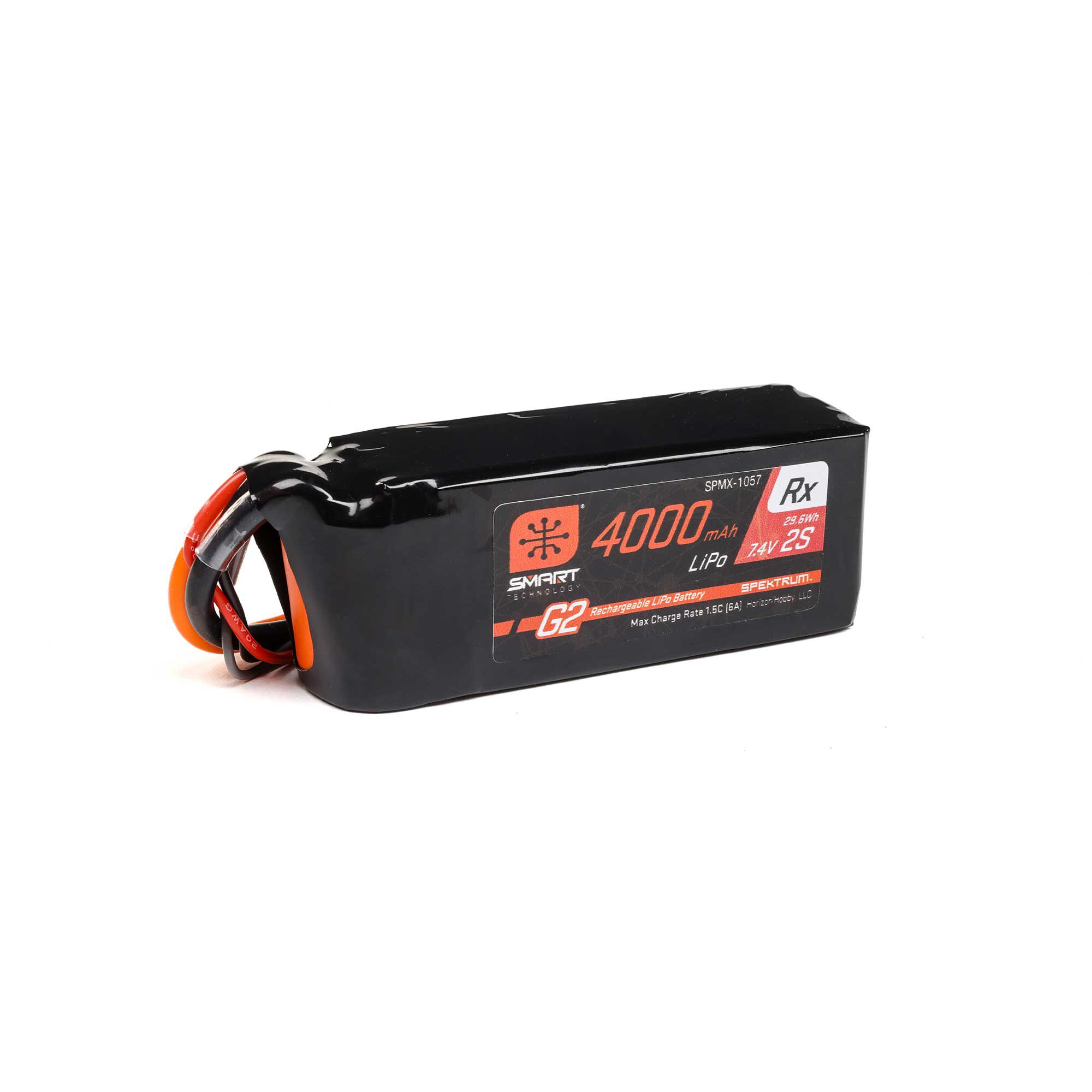 Spektrum Accessories 7.4V 4000mAh 2S 15C Smart G2 Receiver LiPo Battery: IC3