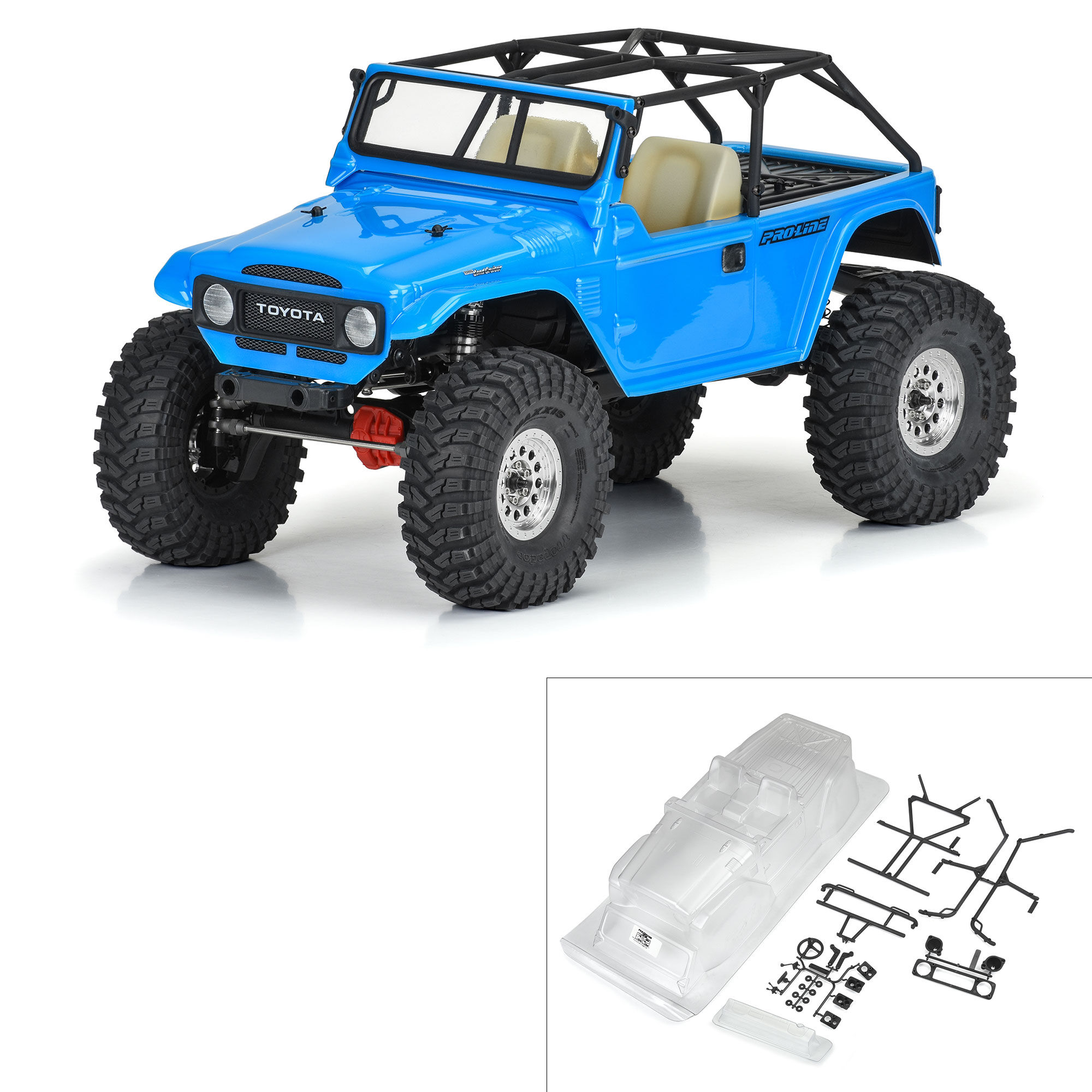 Pro-Line Racing 1/10 1979 Toyota Land Cruiser FJ40 Clear Body/Cage 12.3" WB Crawlers