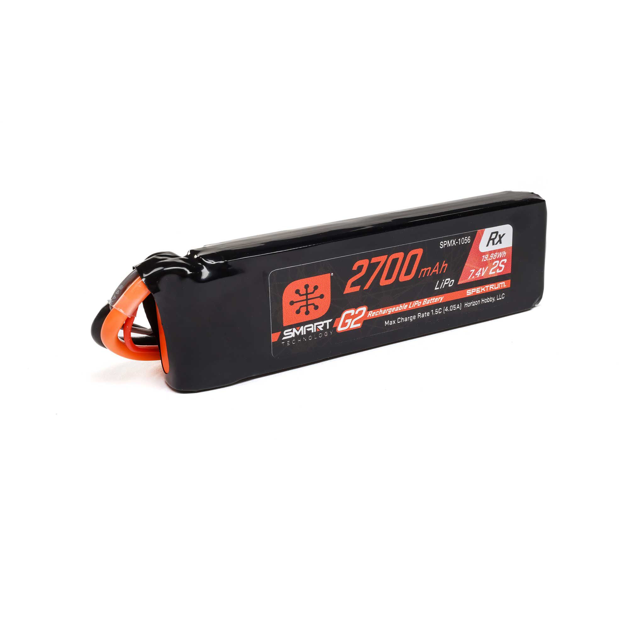 Spektrum Accessories 7.4V 2700mAh 2S 15C Smart G2 Receiver LiPo Battery: IC3