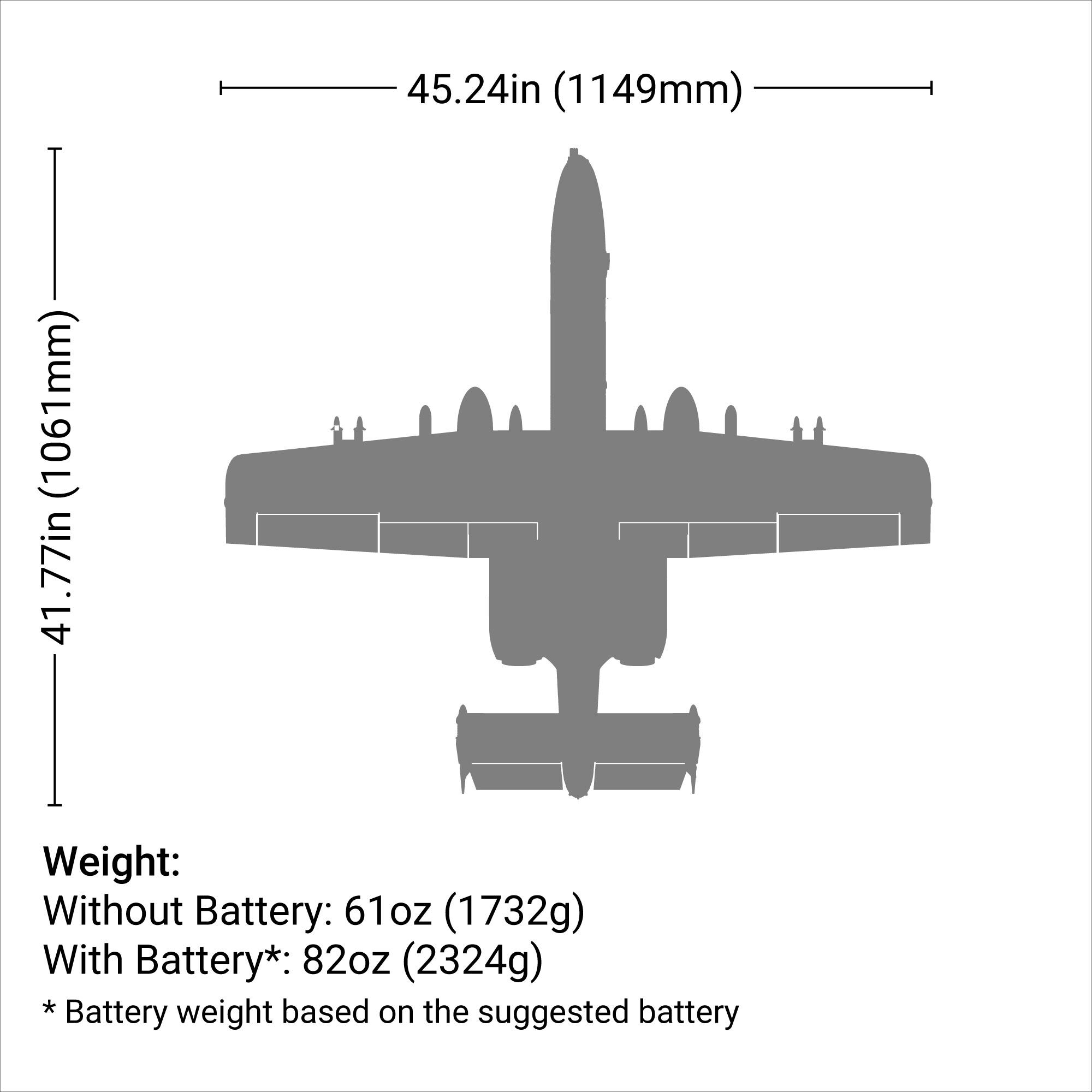 E-flite A-10 Thunderbolt II Twin 64mm EDF BNF Basic with AS3X and SAFE Select