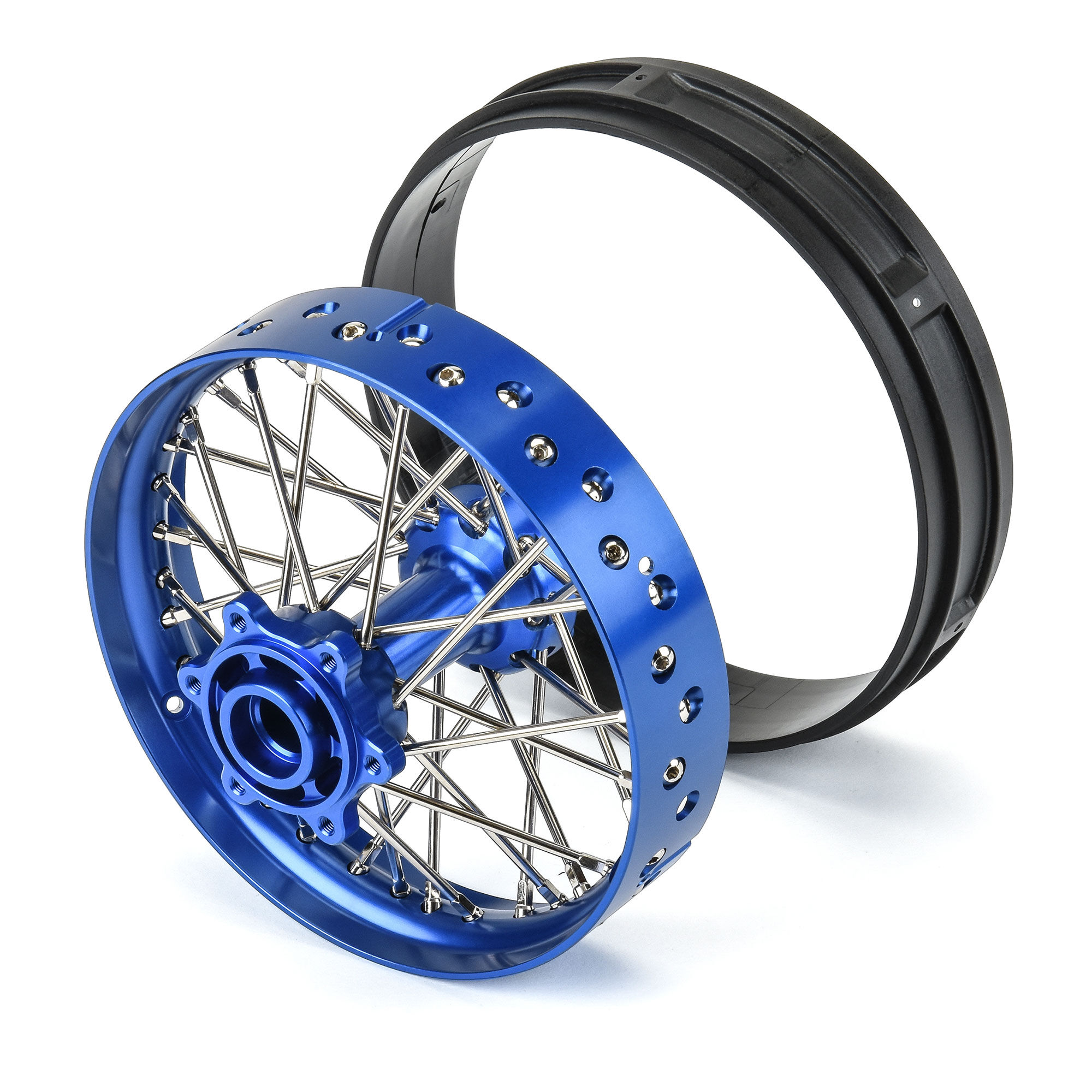 Pro-Line Racing 1/4 Pro-Spec Aluminum V2 Bead Rear Wheel Blue/Blue (1): Promoto-MX