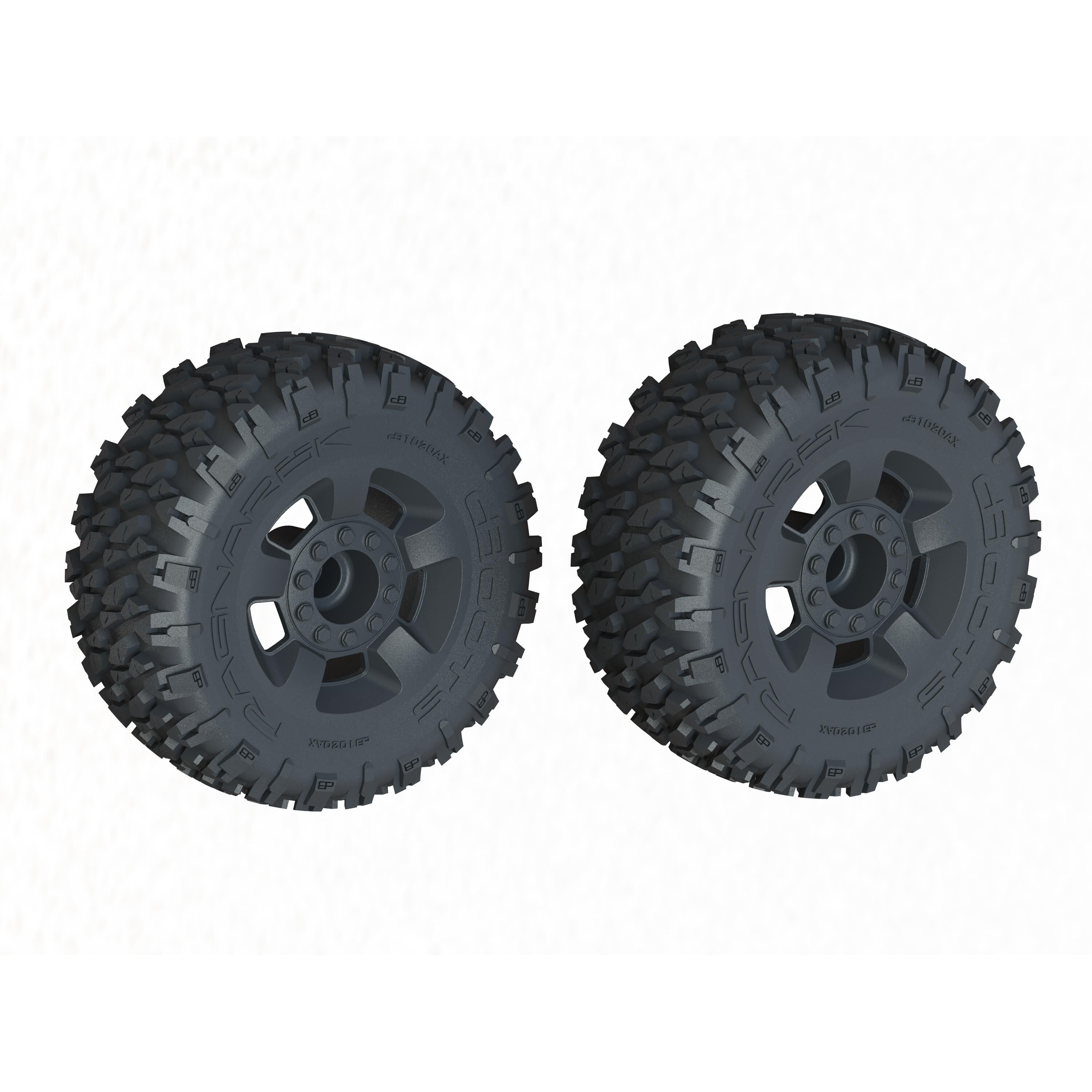 ARRMA dBoots 'Ragnarok MT' Tire Set Glued, Black (2)