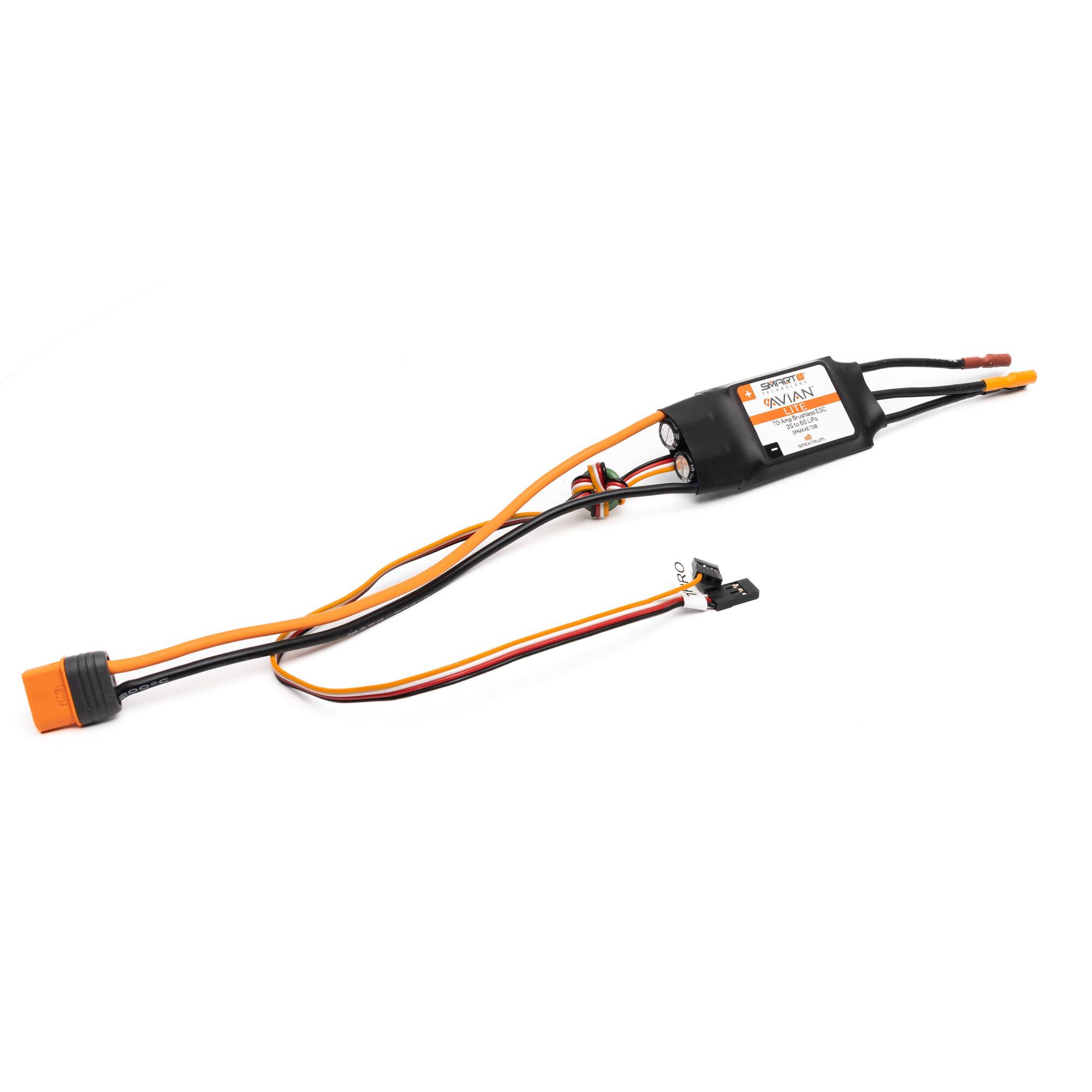 Spektrum Accessories Avian 70-Amp Smart Lite Brushless ESC, 3S-6S: IC3