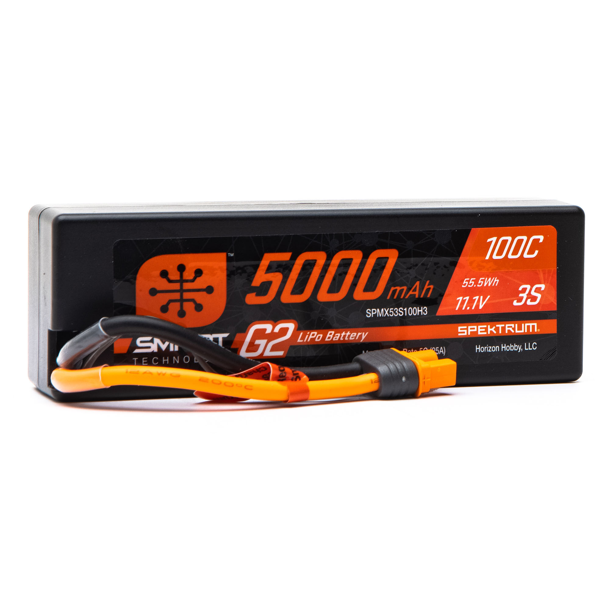 Spektrum Accessories 11.1V 5000mAh 3S 100C Smart G2 Hardcase LiPo Battery: IC3