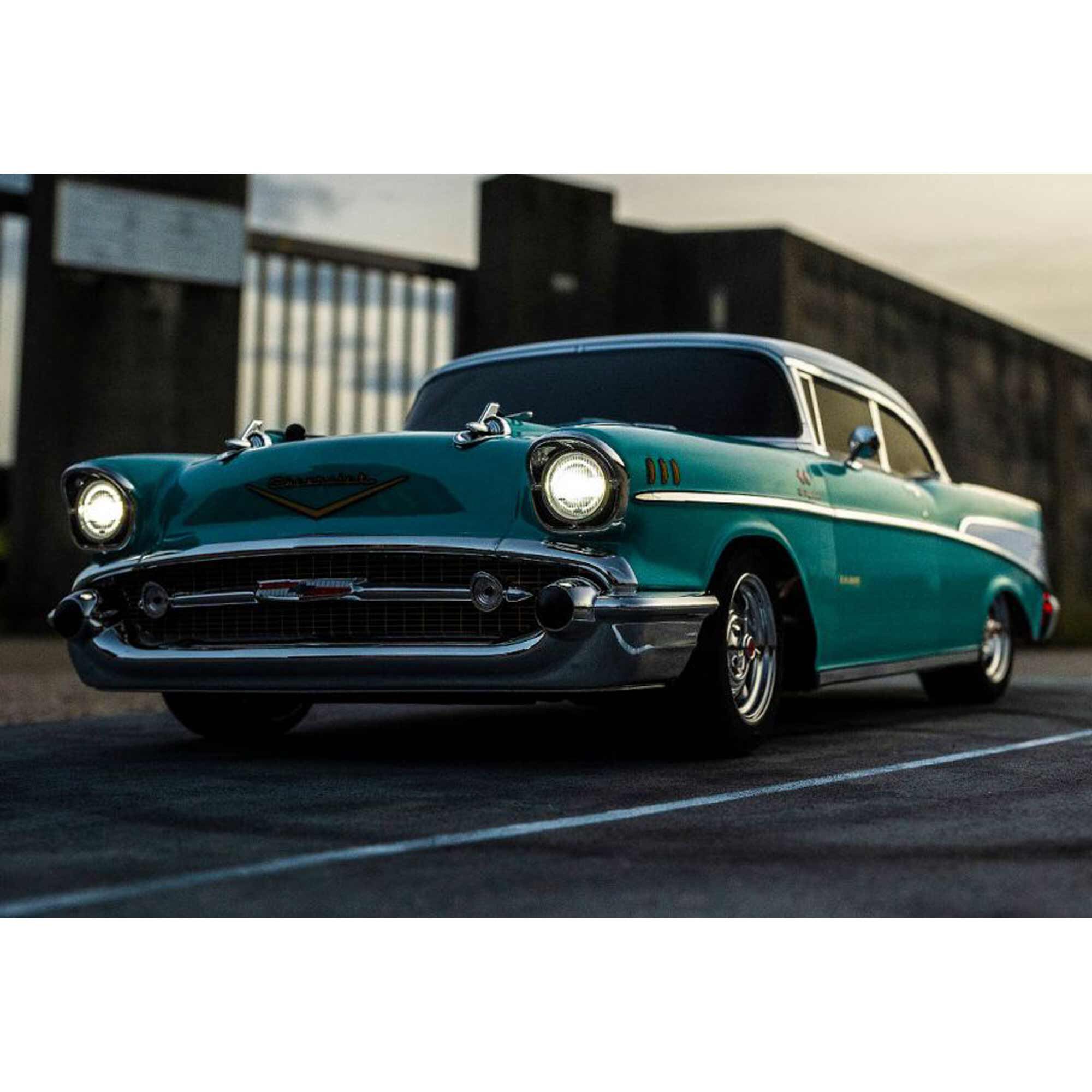Kyosho 1/10 1957 Chevy Bel Air Coupe Fazer Mk2 FZ02L Brushed 4x4 On-Road Touring RTR, Tropical Turquoise