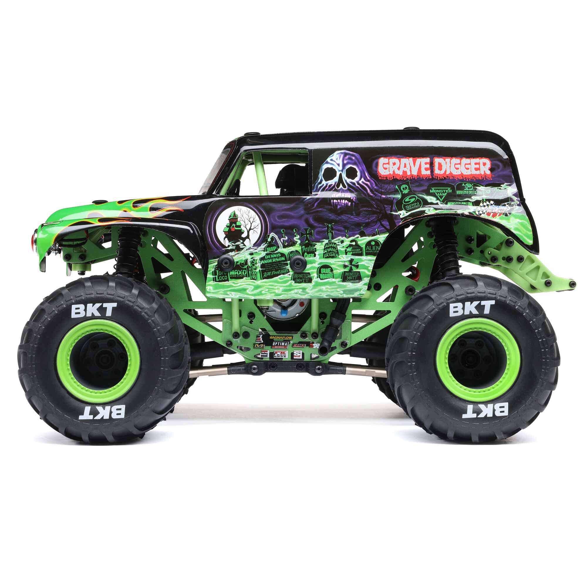 Losi 1/18 Mini LMT Grave Digger 2S 4X4 RTR Brushed Monster Truck (Battery & Charger Included), Green